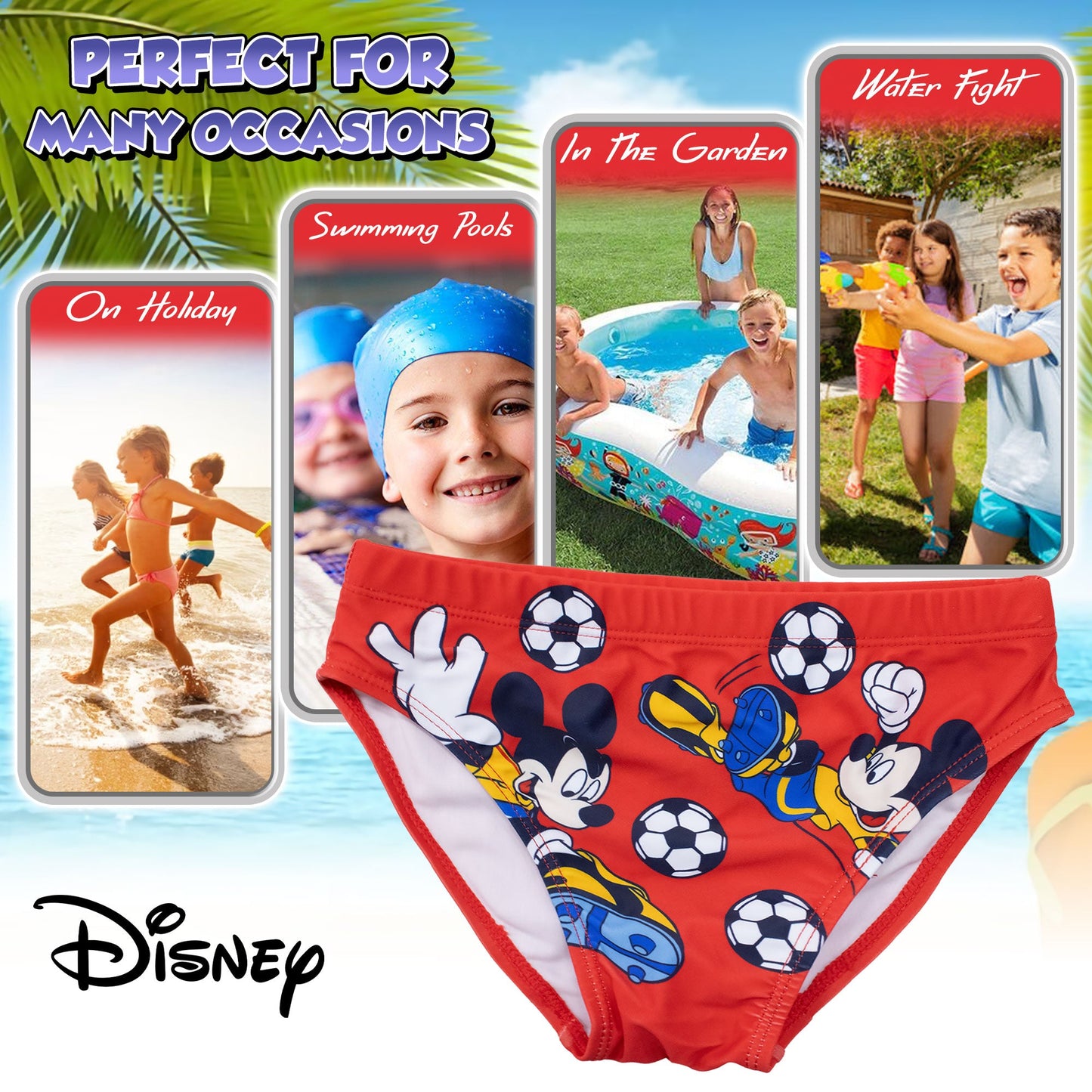 Costume da bagno Disney Mickey Mouse per bambino slip mare Topolino bimbo 7112
