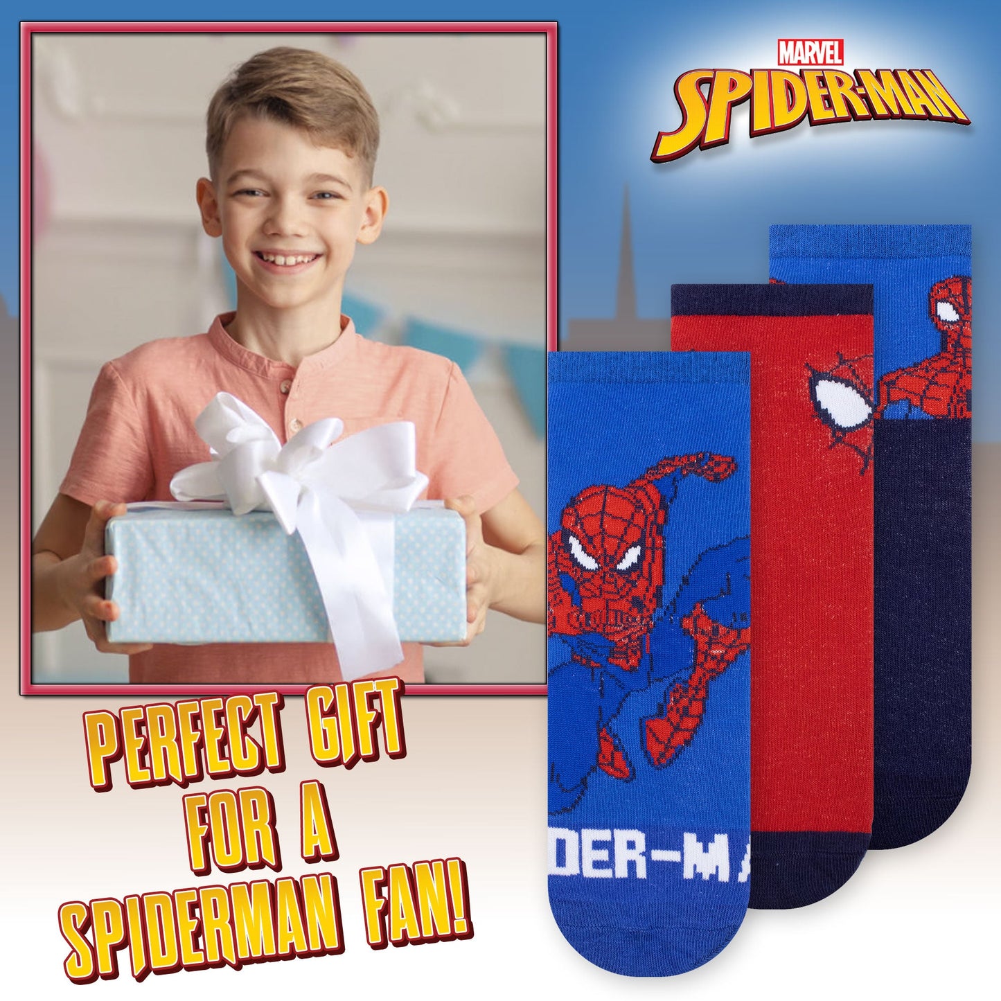 Calzini per bambino Marvel Spiderman set 3 paia di calze in cotone bimbo 7113