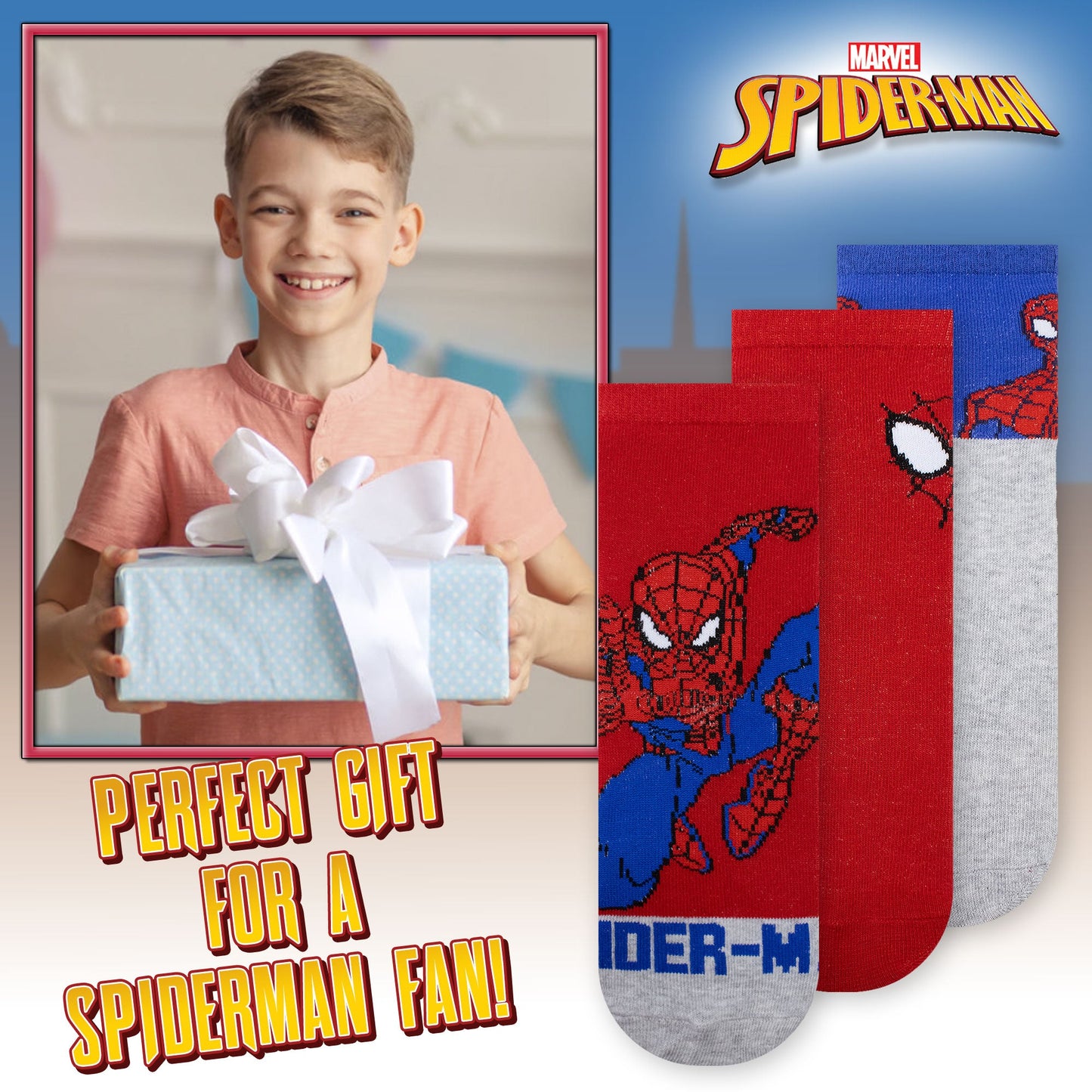 Calzini per bambino Marvel Spiderman set 3 paia di calze in cotone bimbo 7113