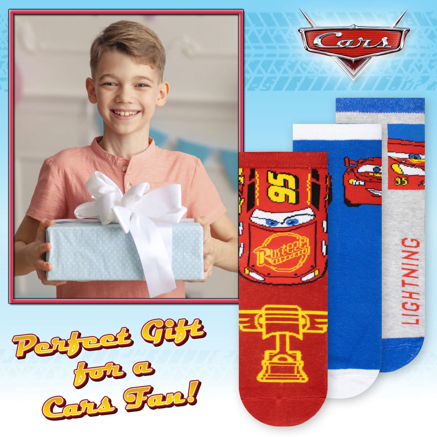 Calzini per bambino Disney Cars Saetta set 3 paia di calze in cotone bimbo 7115