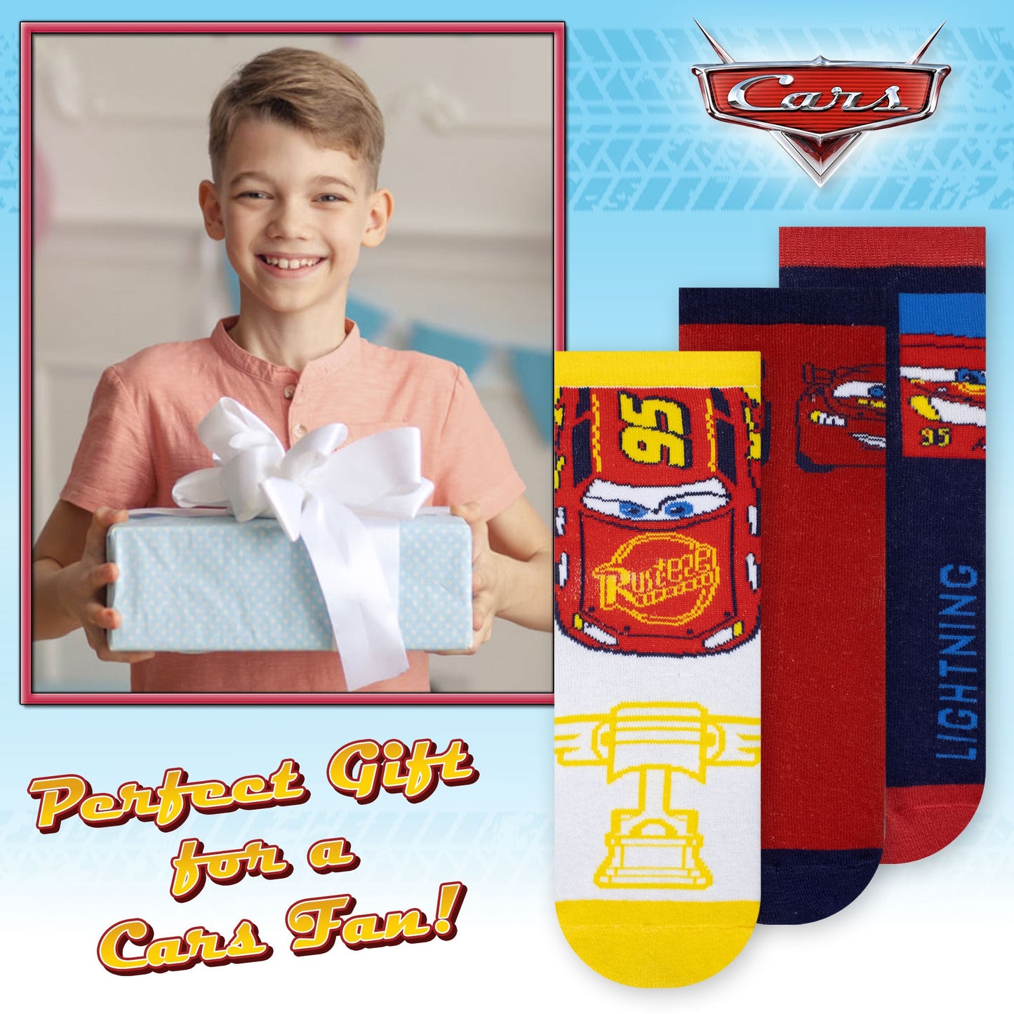 Calzini per bambino Disney Cars Saetta set 3 paia di calze in cotone bimbo 7115