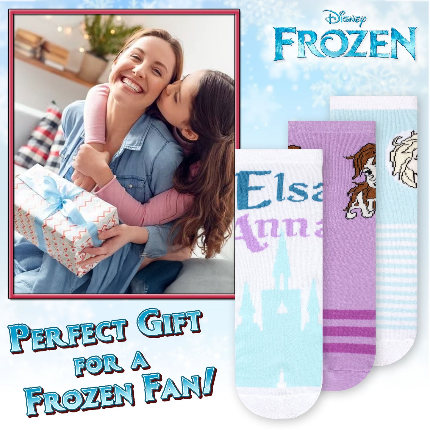 Calzini per bambina Disney Frozen Elsa set 3 paia di calze in cotone bimba 7116