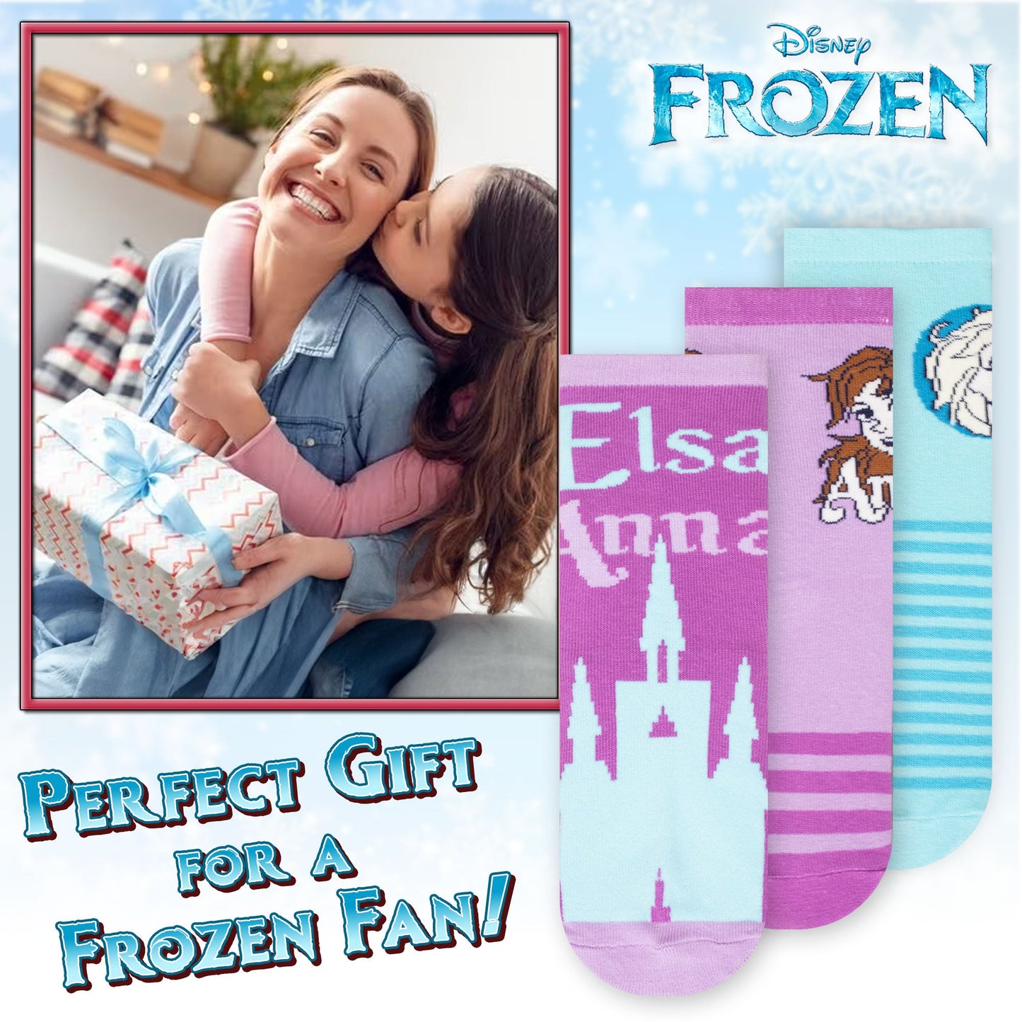 Calzini per bambina Disney Frozen Elsa set 3 paia di calze in cotone bimba 7116