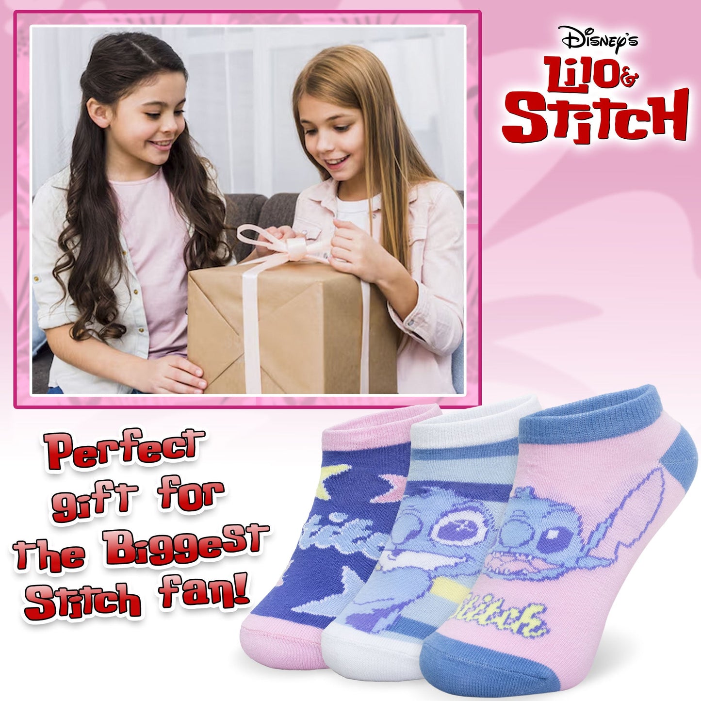 Calzini per bambina Disney Lilo e Stitch set 3 paia di calze cotone bimba 7117