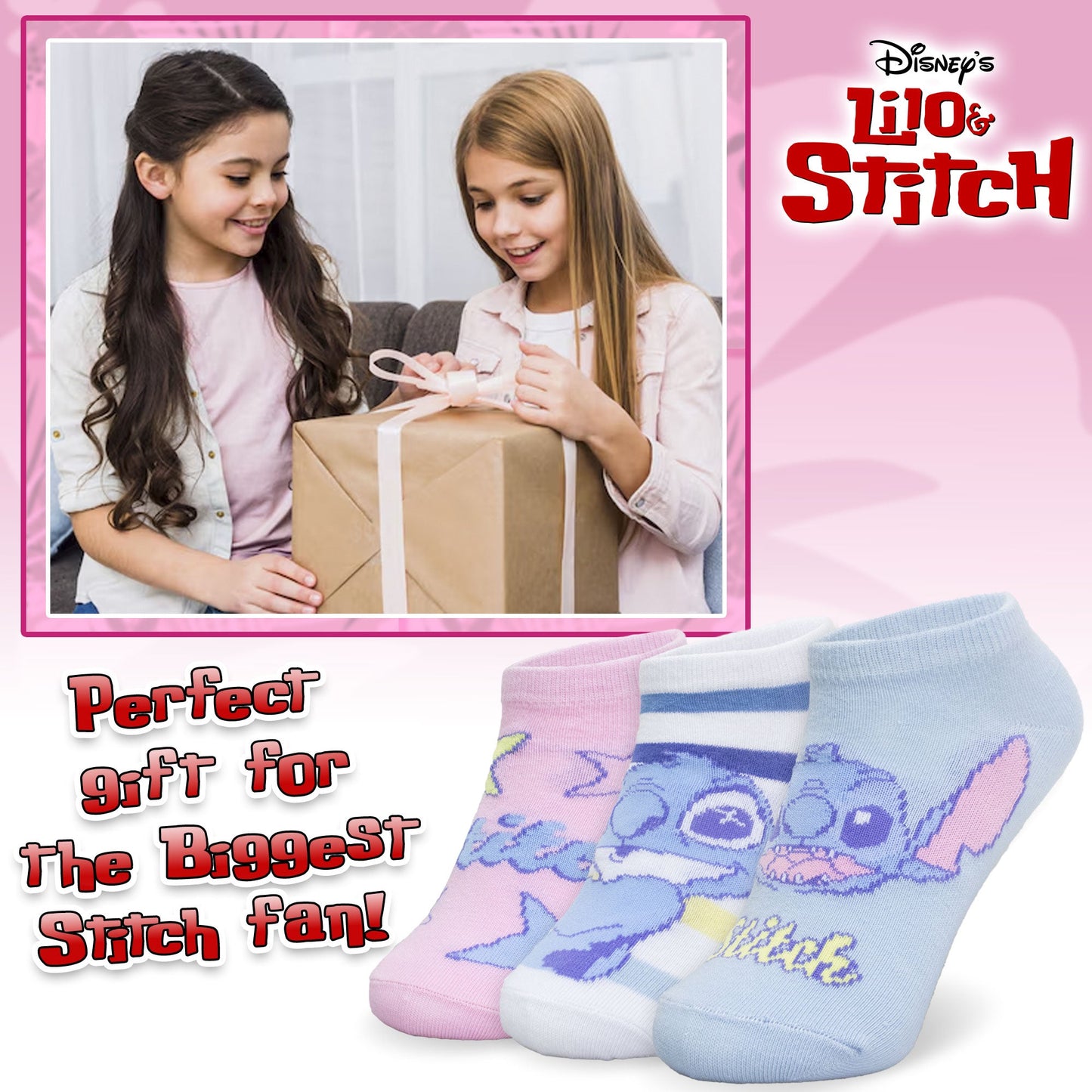 Calzini per bambina Disney Lilo e Stitch set 3 paia di calze cotone bimba 7117