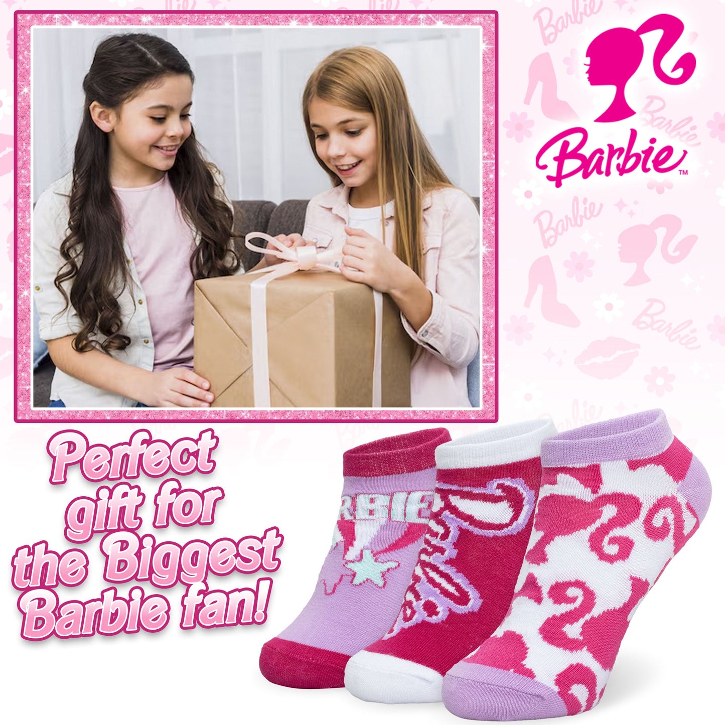 Calzini per bambina Barbie set 3 paia di calze in cotone per bimba 7118