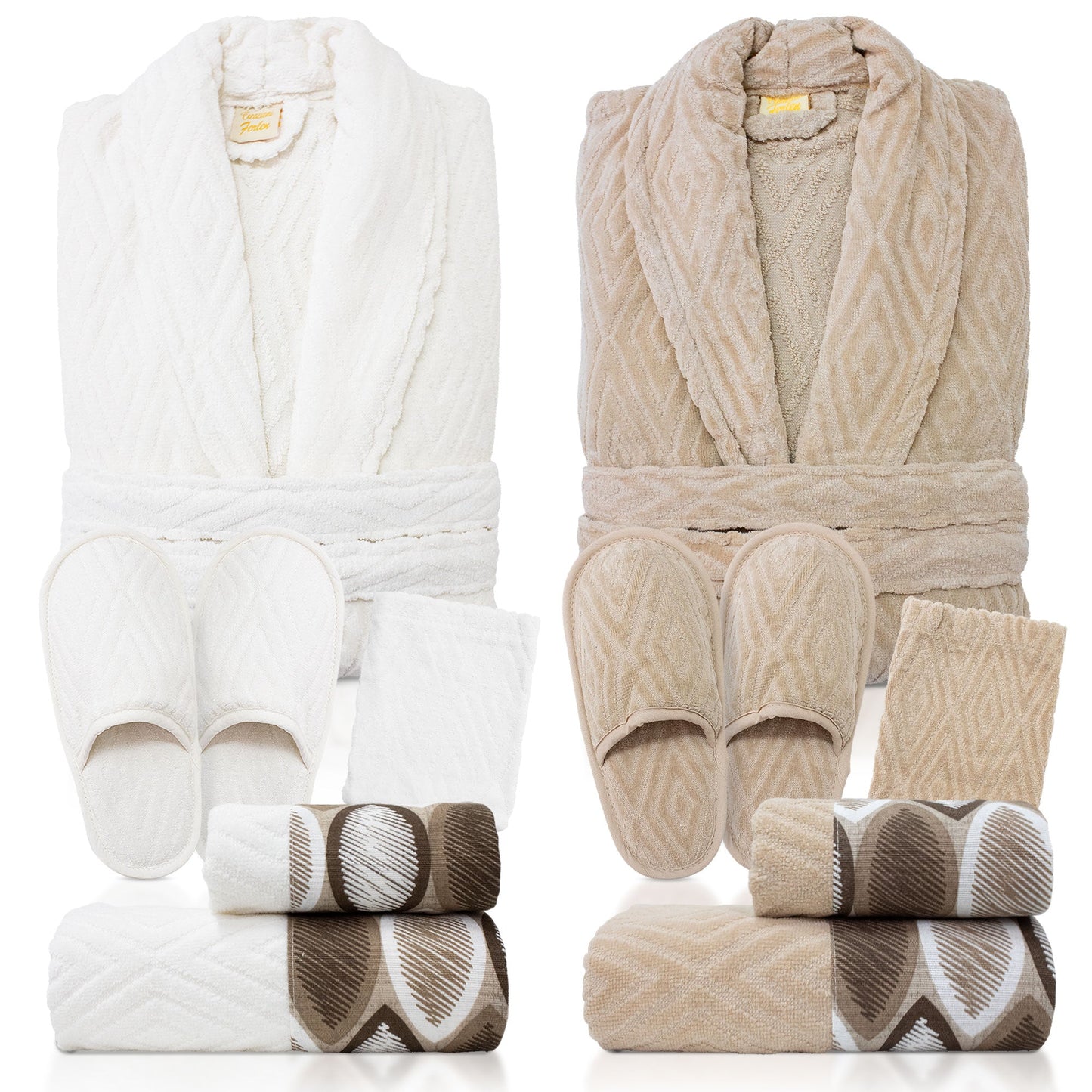 Completo bagno asciugamani accappatoi set uomo donna in spugna di cotone 7121