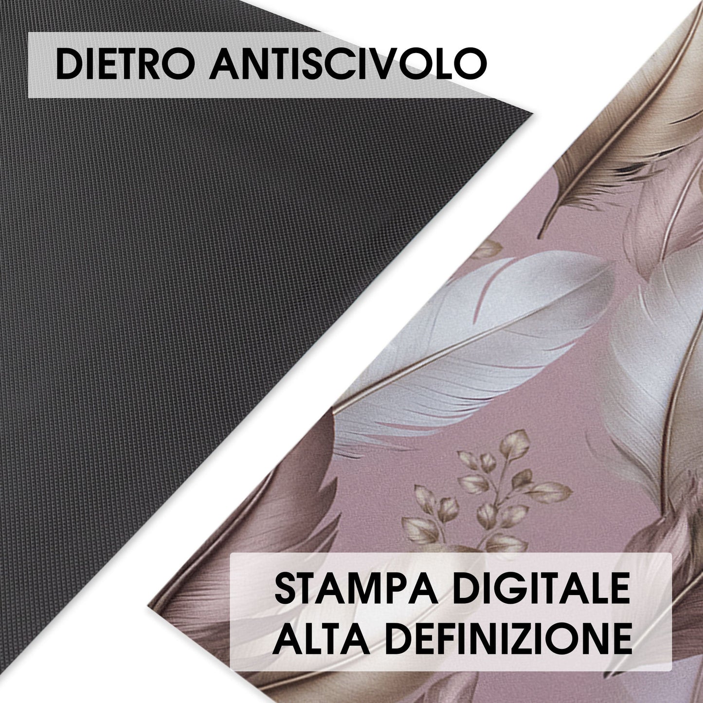Tappeto cucina passatoia antiscivolo a metro stampa digitale Piume gommato 7122