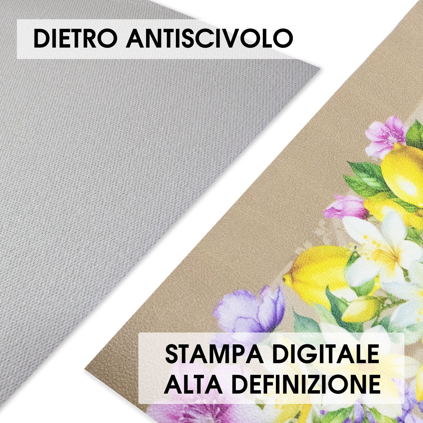 Tappeto cucina passatoia antiscivolo Limoni con maioliche Vietrese gommato 7123
