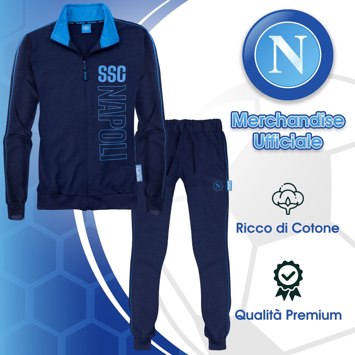 Tuta SSC Napoli in cotone a maniche lunghe per bambino ragazzo e adulto 7125