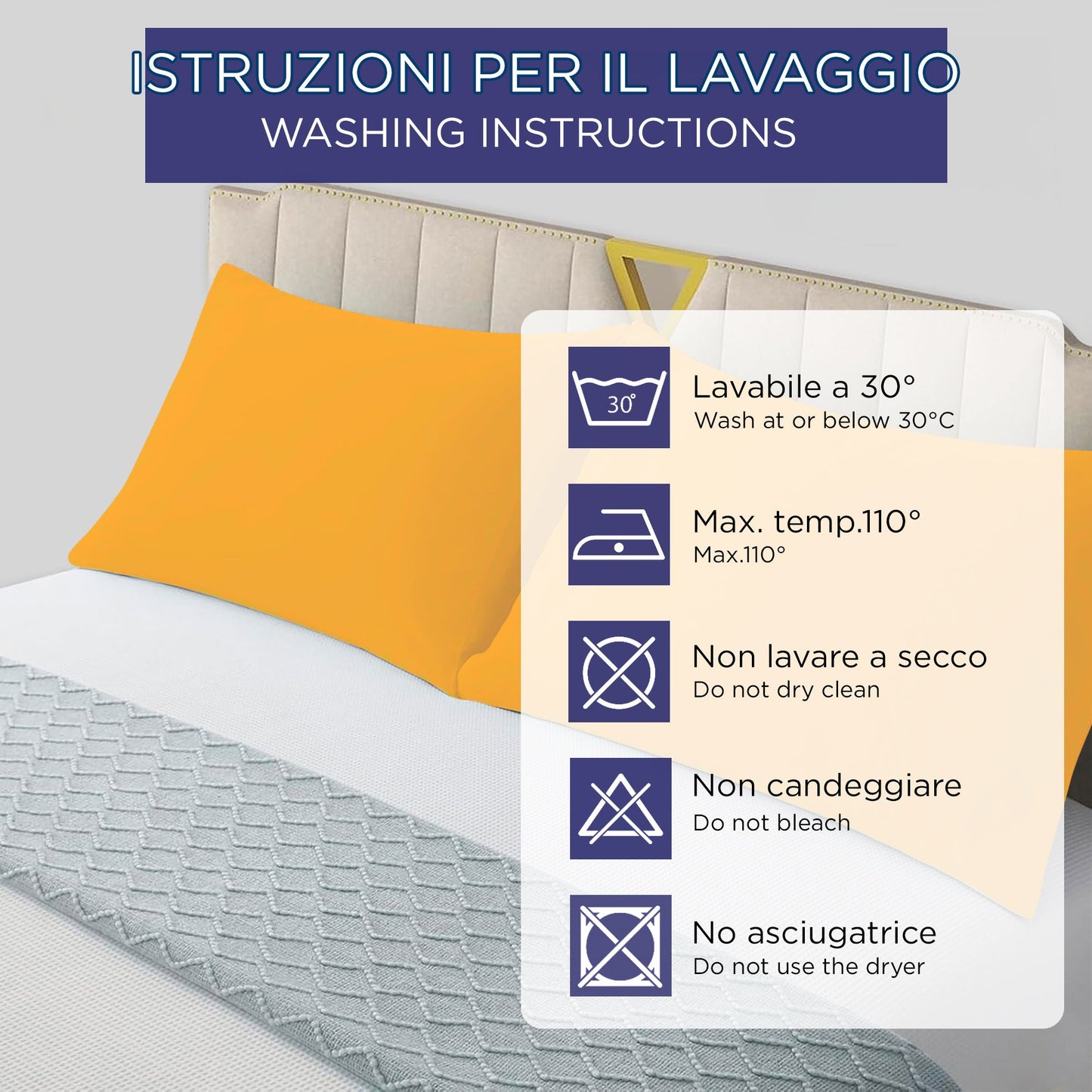 Coppia federe cuscini letto in cotone Copricuscini guanciale in tinta unita 7127