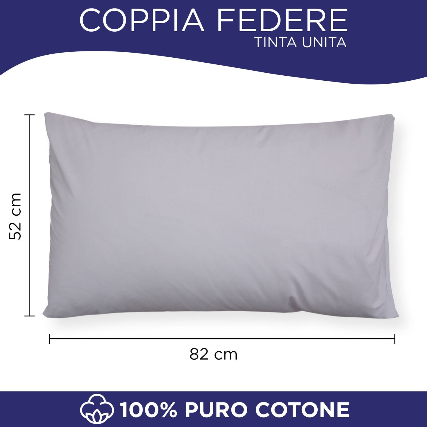 Coppia federe cuscini letto in cotone Copricuscini guanciale in tinta unita 7127