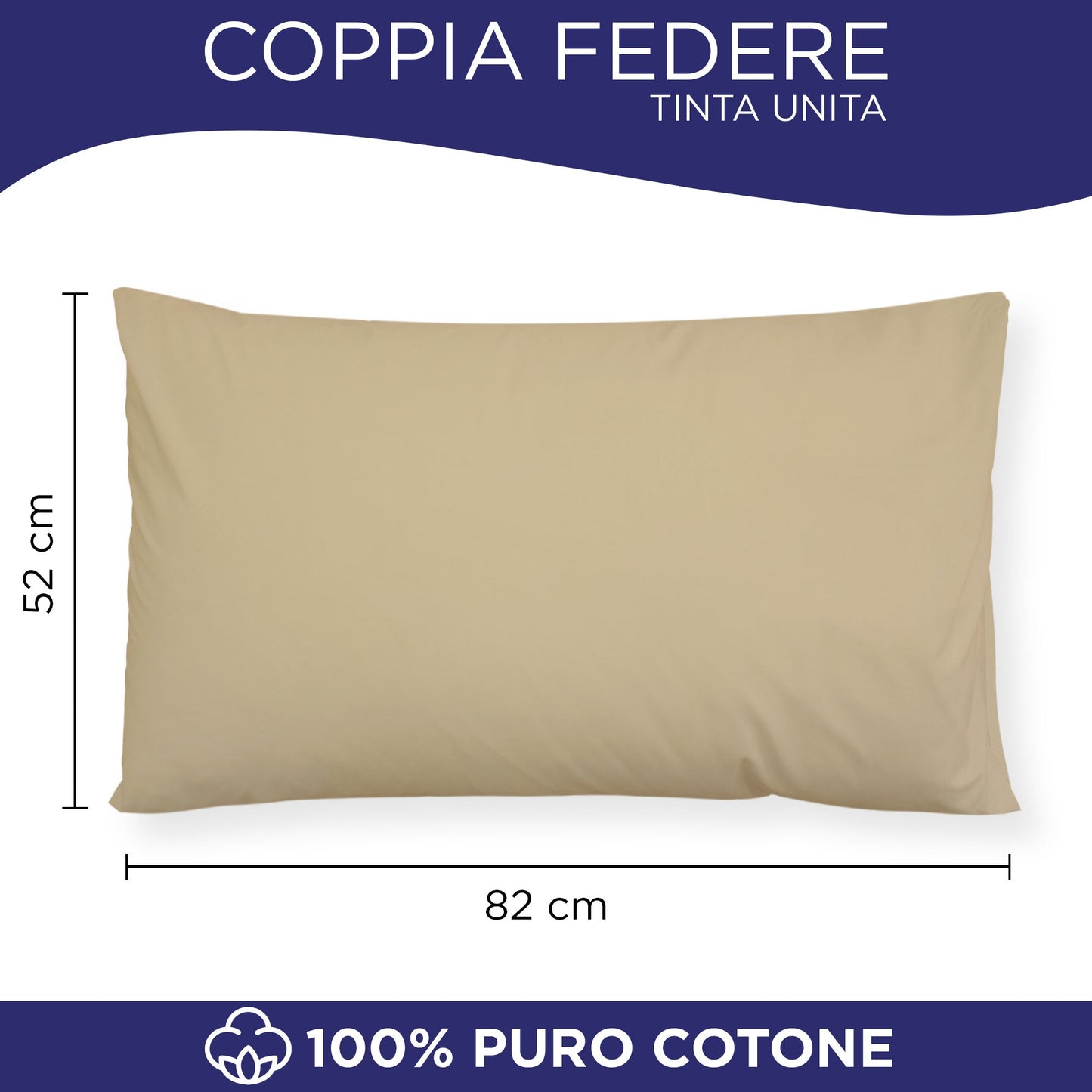 Coppia federe cuscini letto in cotone Copricuscini guanciale in tinta unita 7127