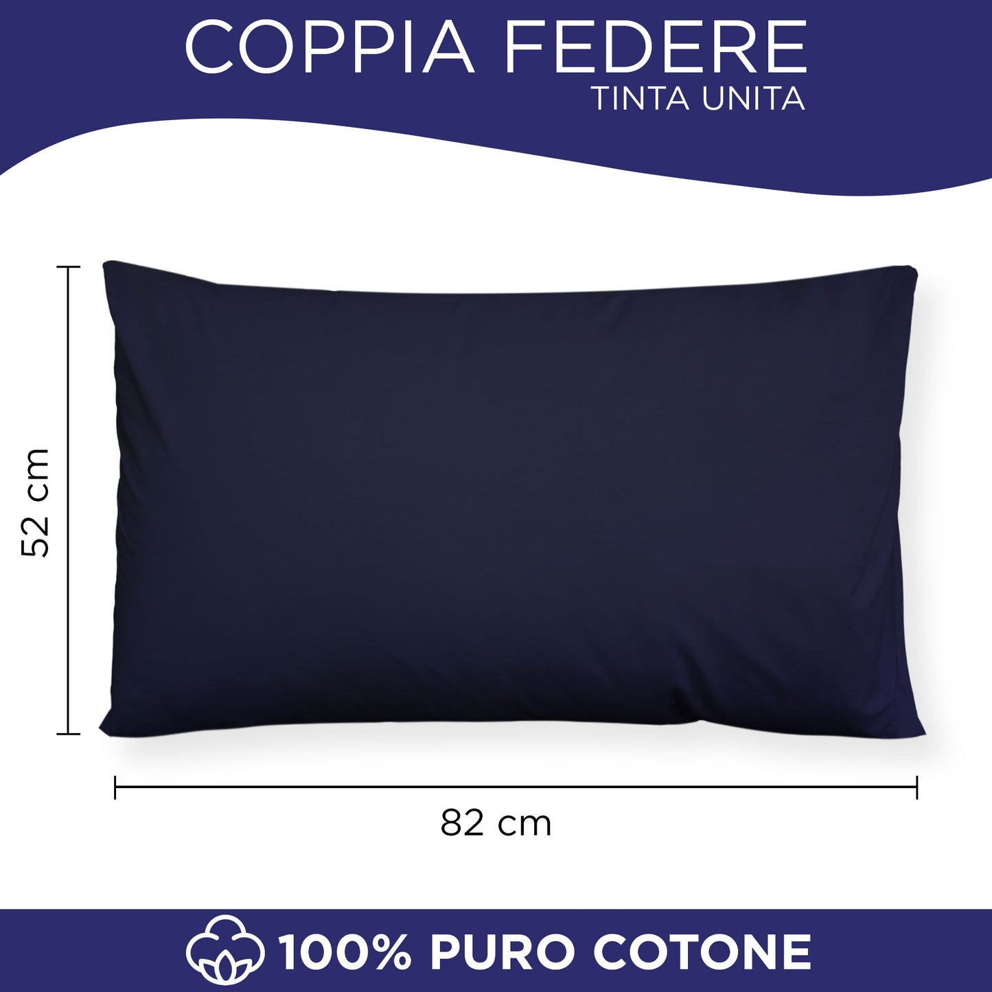 Coppia federe cuscini letto in cotone Copricuscini guanciale in tinta unita 7127