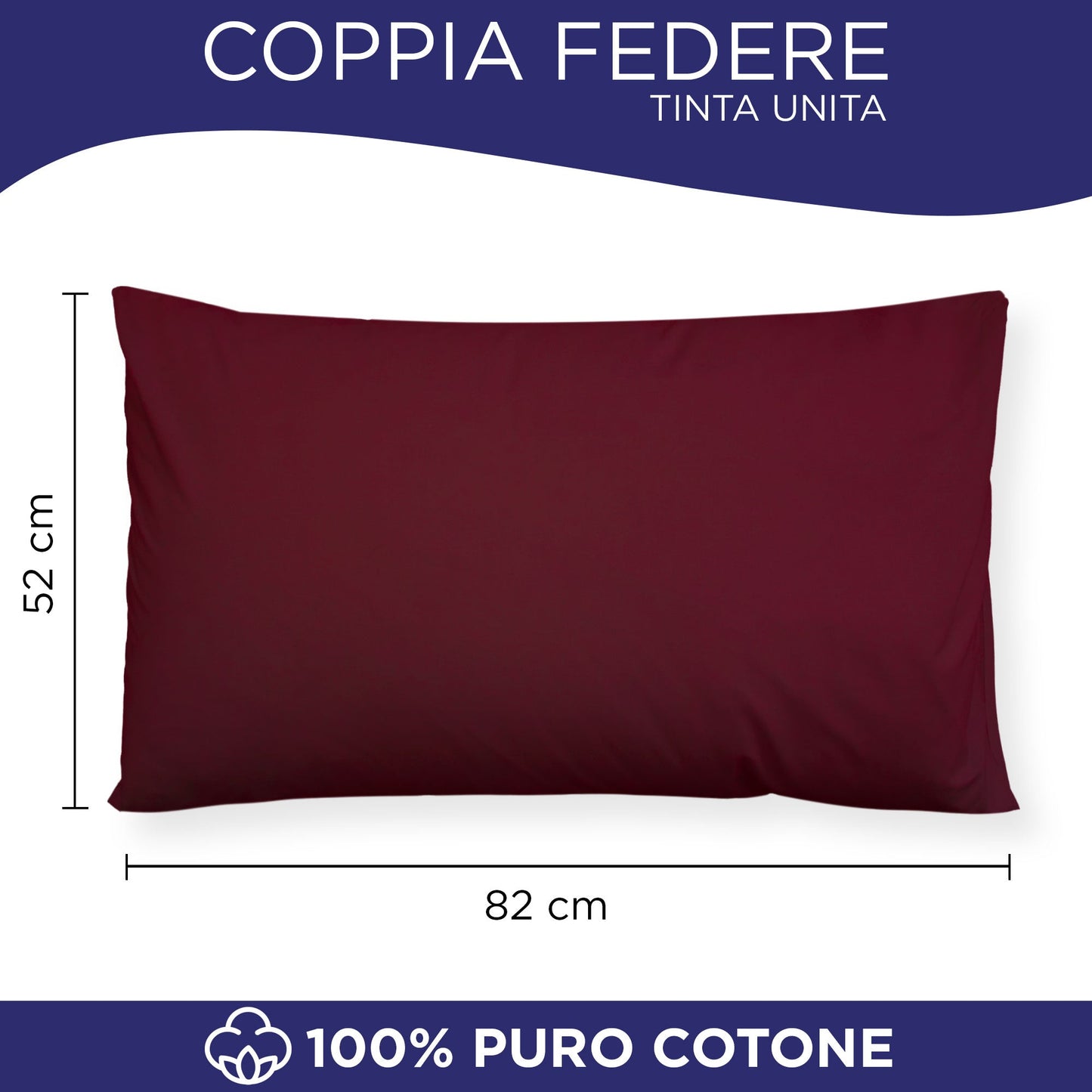 Coppia federe cuscini letto in cotone Copricuscini guanciale in tinta unita 7127