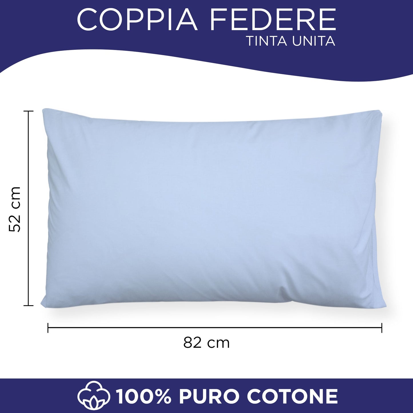 Coppia federe cuscini letto in cotone Copricuscini guanciale in tinta unita 7127