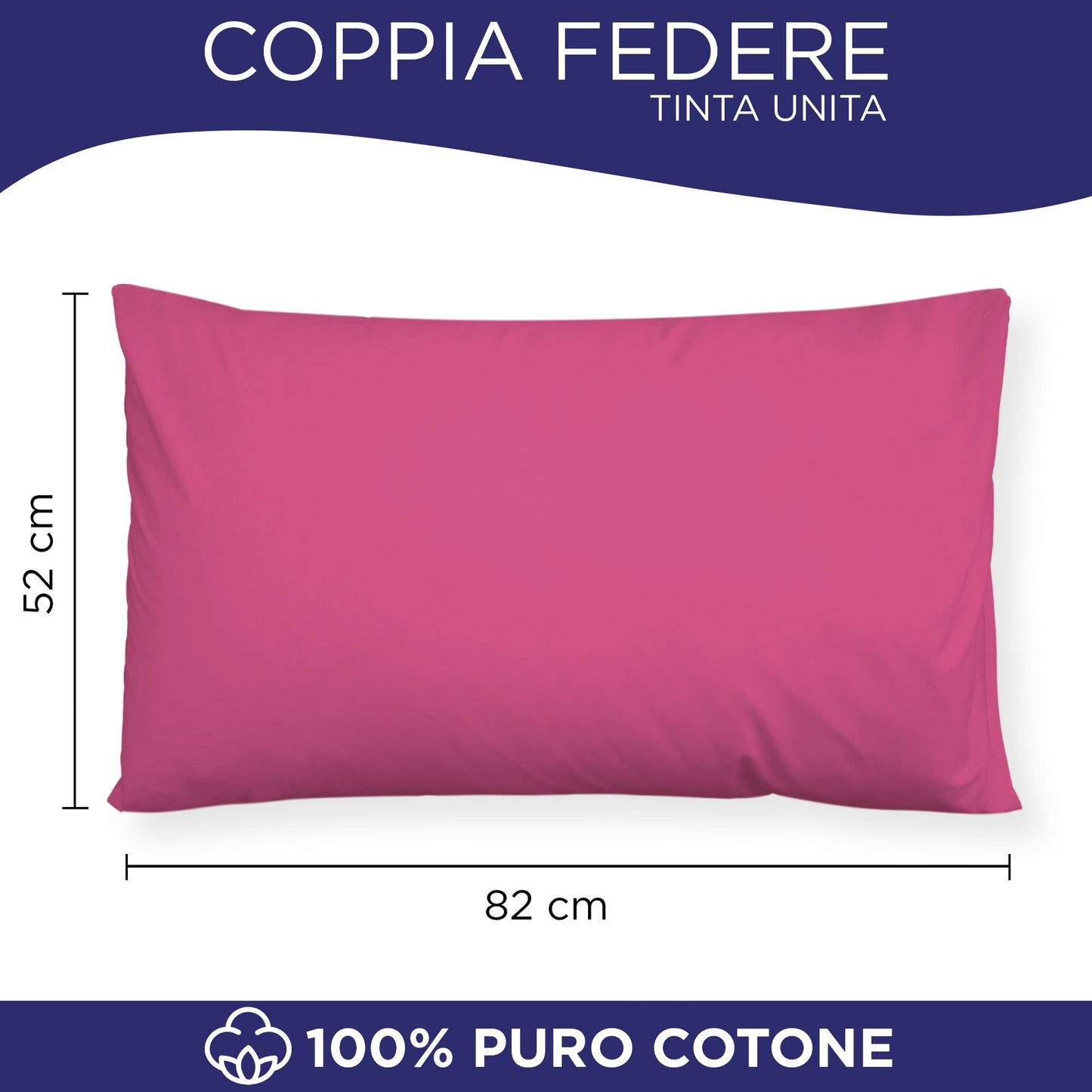Coppia federe cuscini letto in cotone Copricuscini guanciale in tinta unita 7127