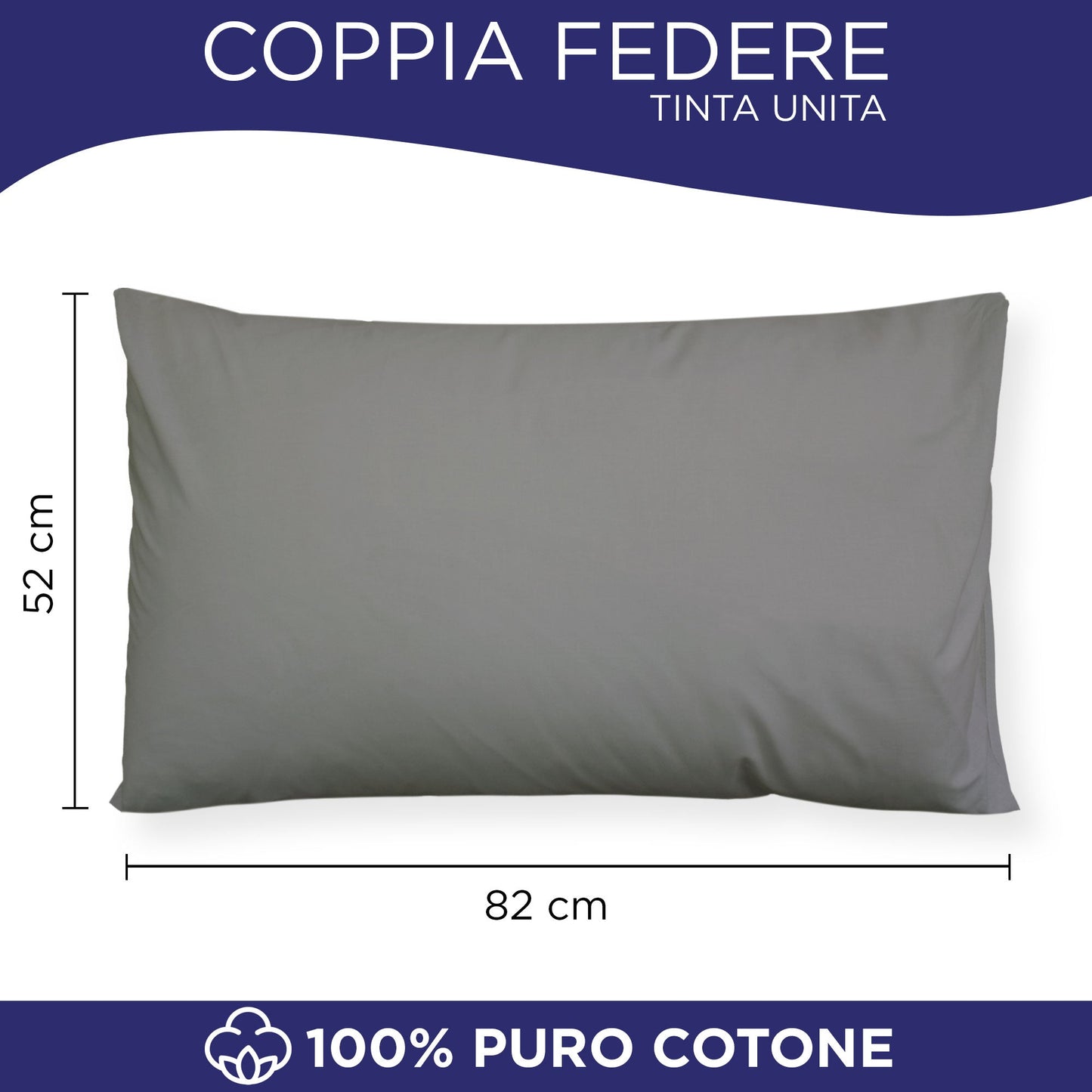 Coppia federe cuscini letto in cotone Copricuscini guanciale in tinta unita 7127