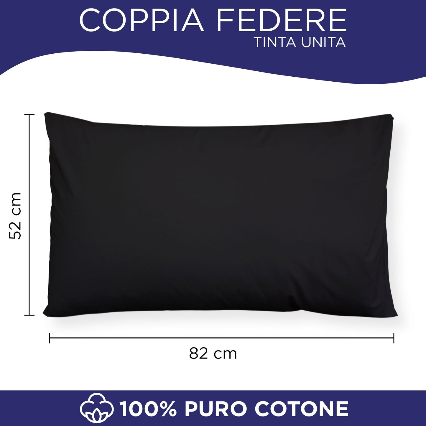 Coppia federe cuscini letto in cotone Copricuscini guanciale in tinta unita 7127