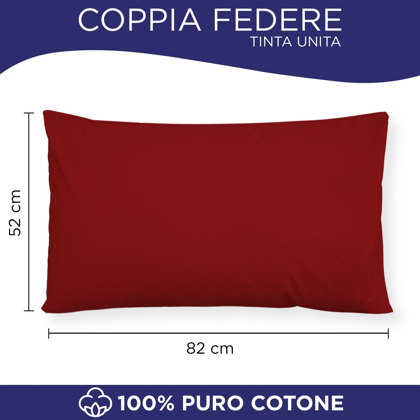 Coppia federe cuscini letto in cotone Copricuscini guanciale in tinta unita 7127