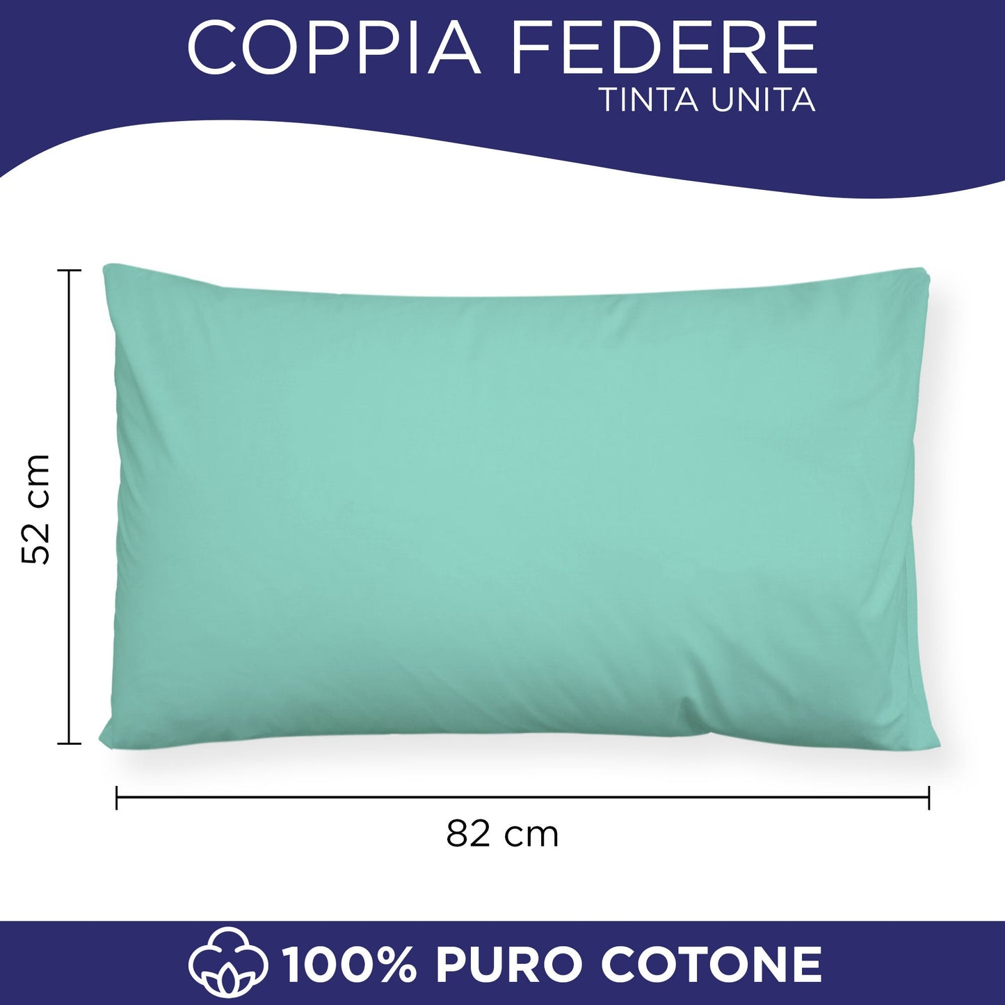 Coppia federe cuscini letto in cotone Copricuscini guanciale in tinta unita 7127