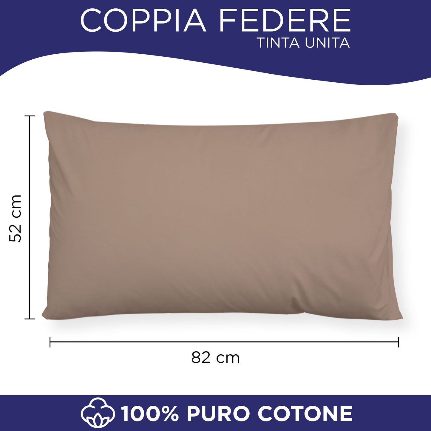 Coppia federe cuscini letto in cotone Copricuscini guanciale in tinta unita 7127