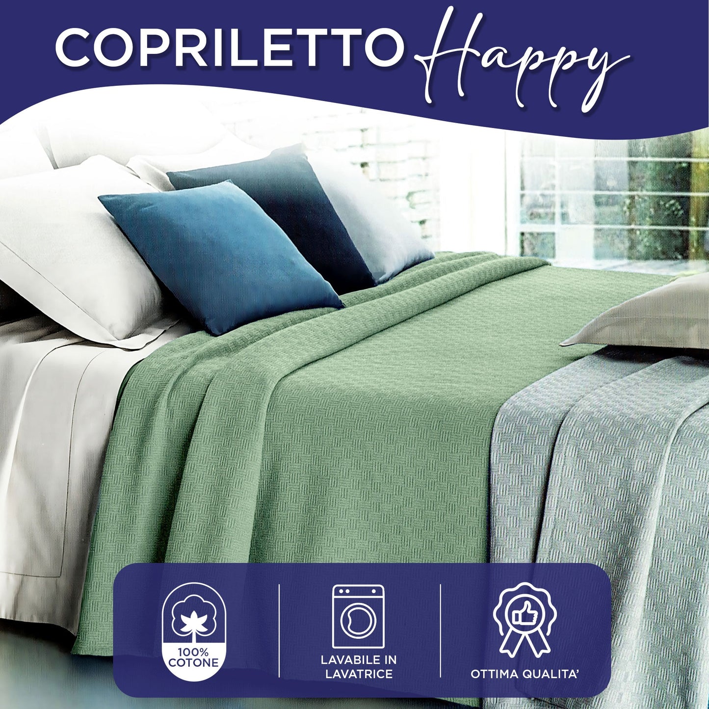 Copriletto in cotone piquet leggero primaverile estivo varie misure 7129