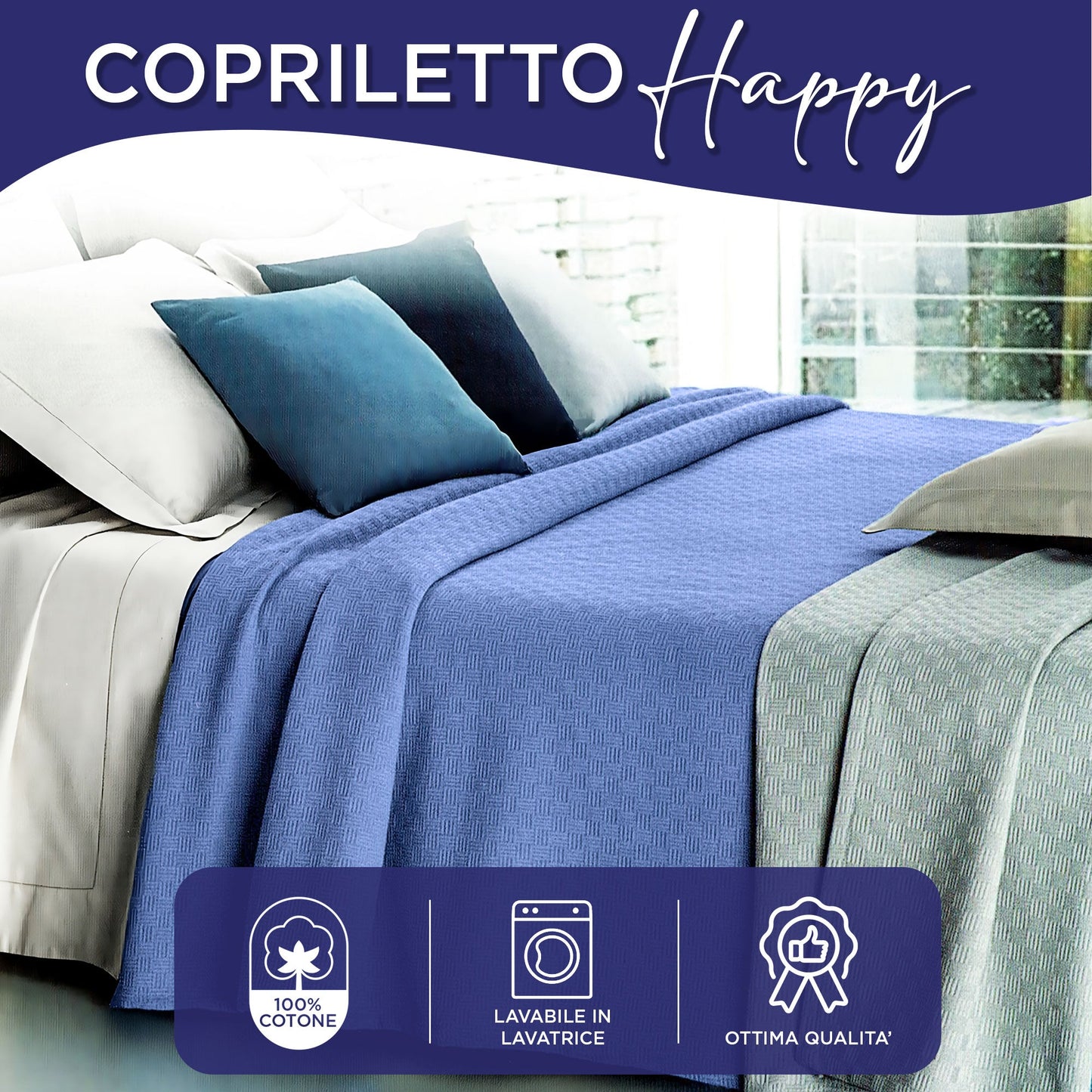 Copriletto in cotone piquet leggero primaverile estivo varie misure 7129