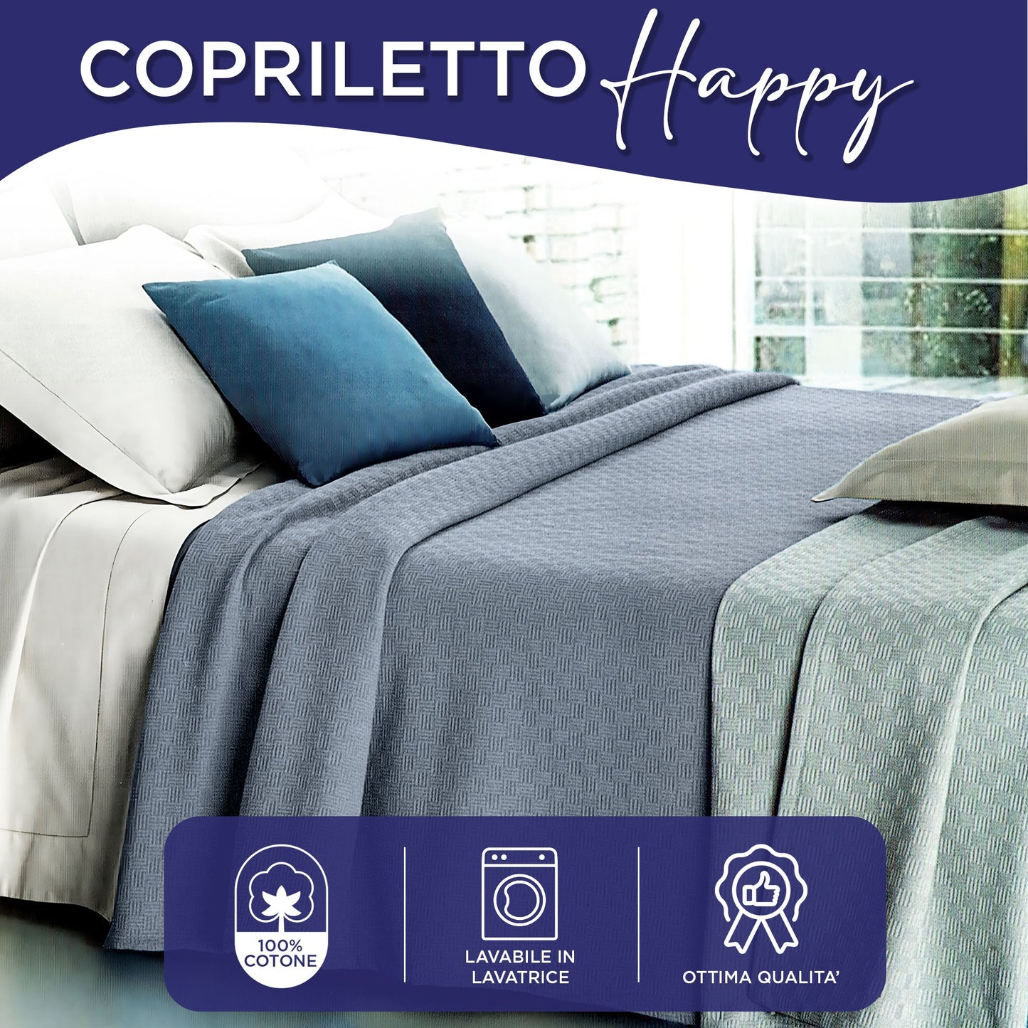 Copriletto in cotone piquet leggero primaverile estivo varie misure 7129