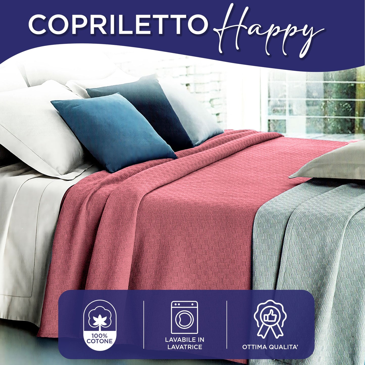 Copriletto in cotone piquet leggero primaverile estivo varie misure 7129