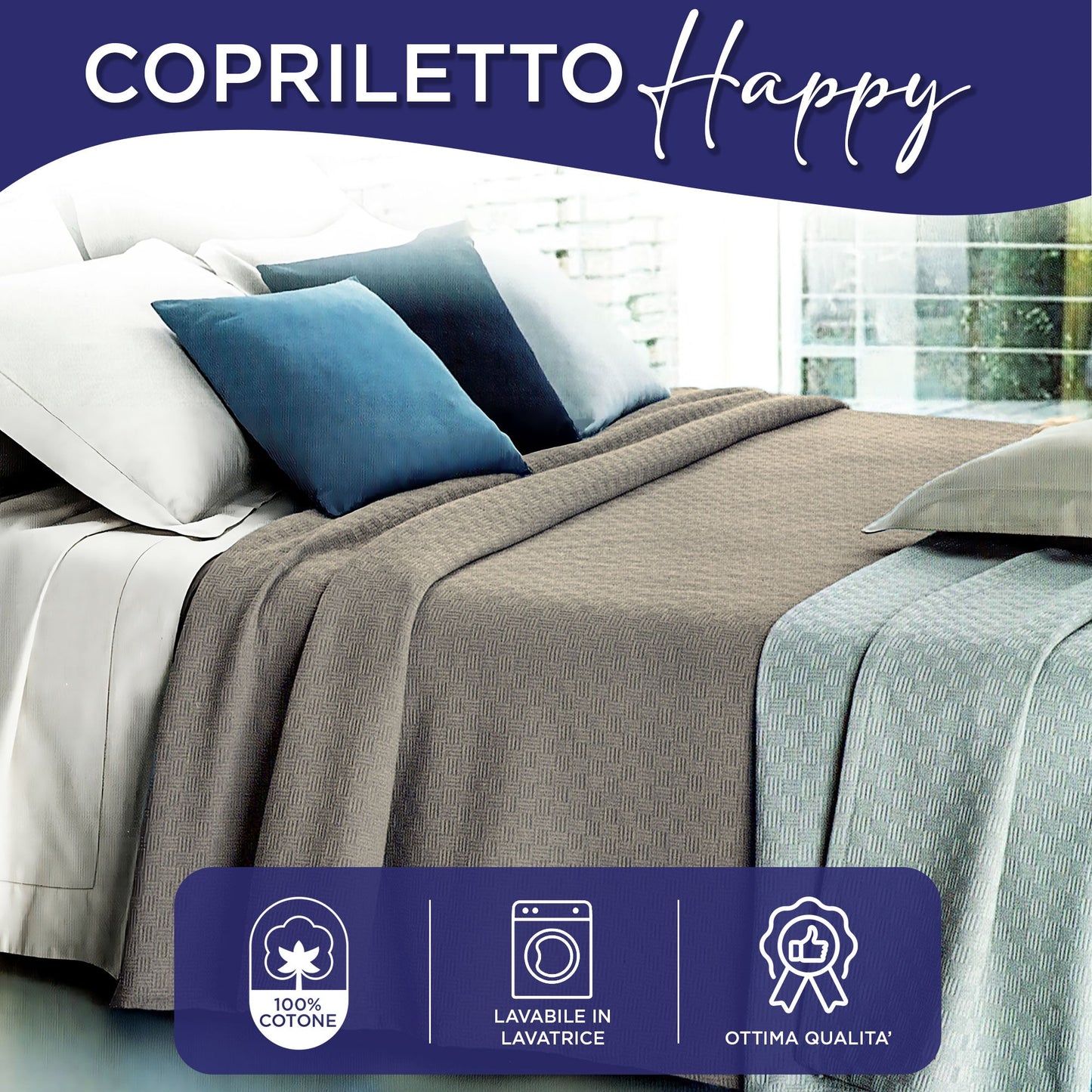 Copriletto in cotone piquet leggero primaverile estivo varie misure 7129