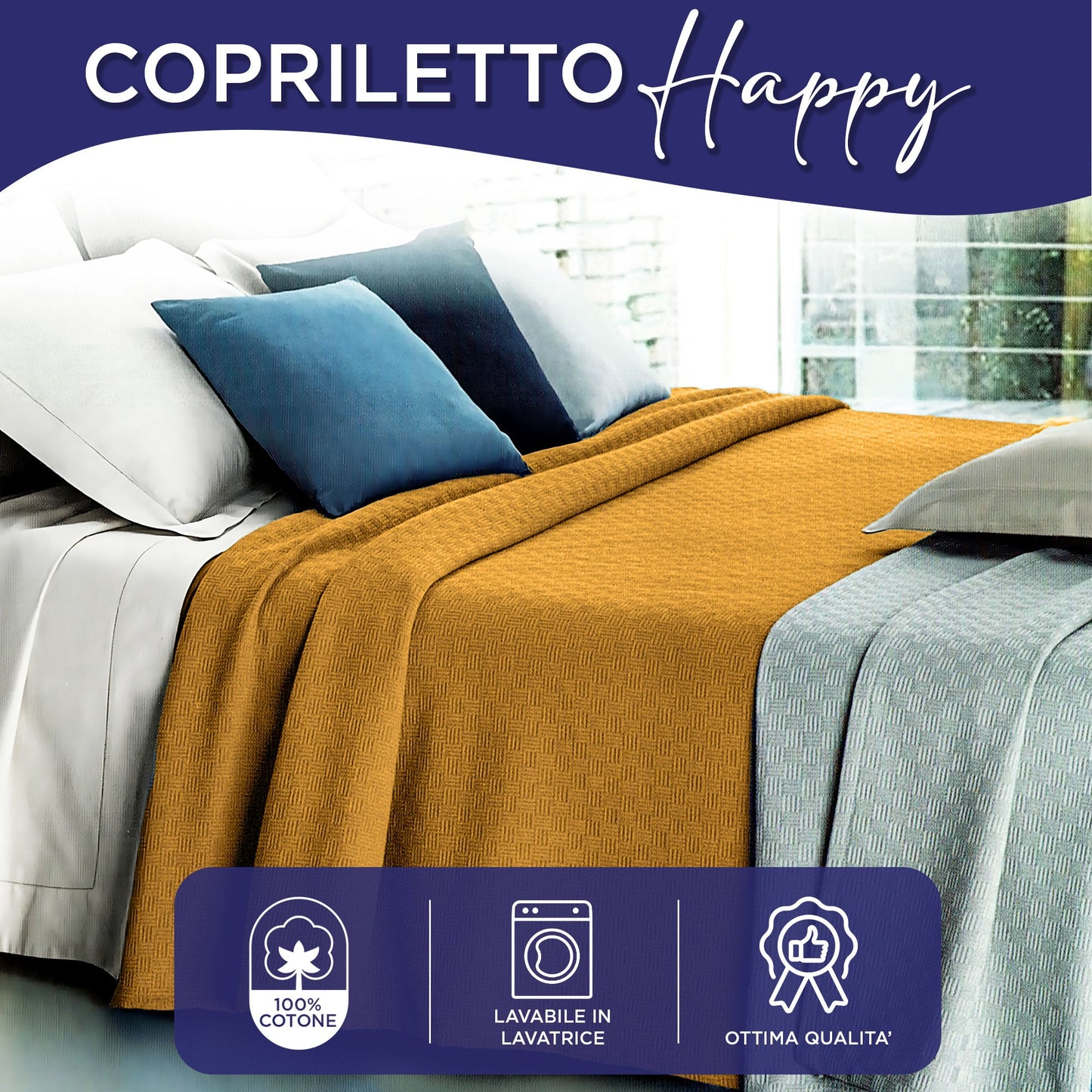 Copriletto in cotone piquet leggero primaverile estivo varie misure 7129