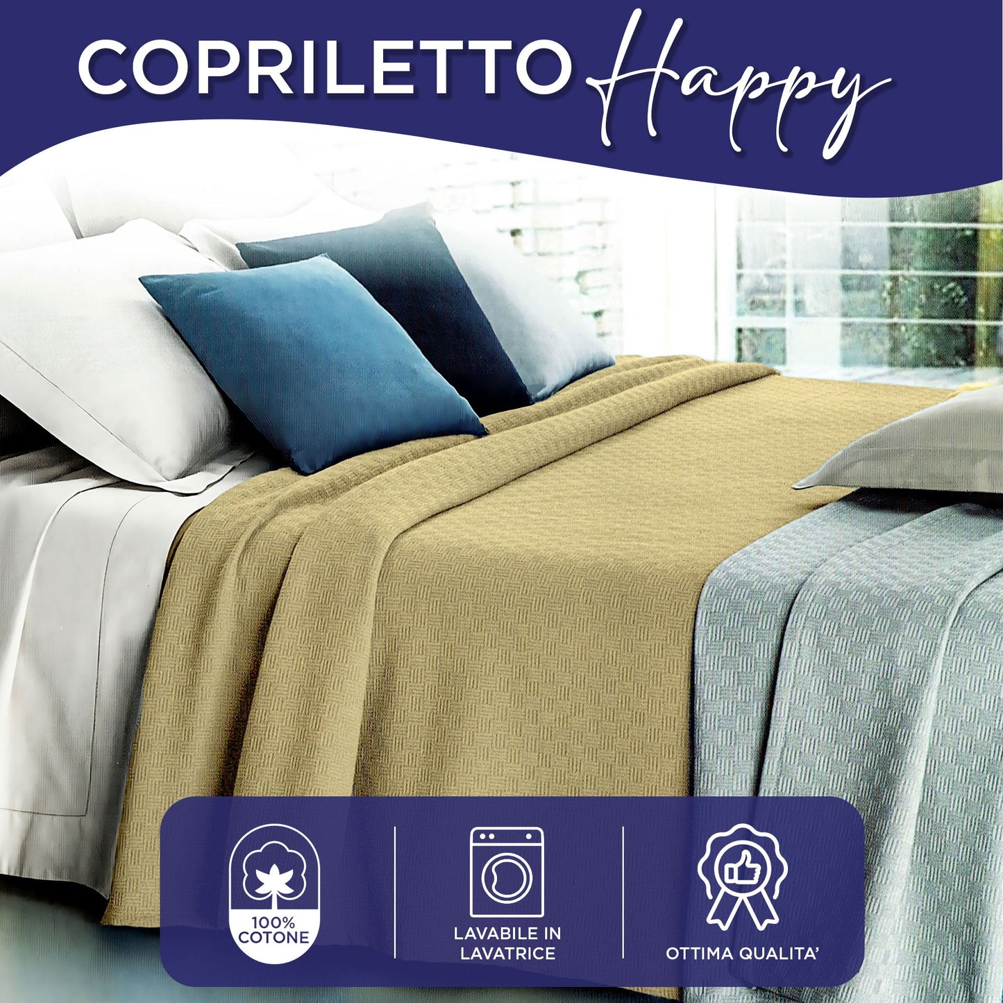 Copriletto in cotone piquet leggero primaverile estivo varie misure 7129