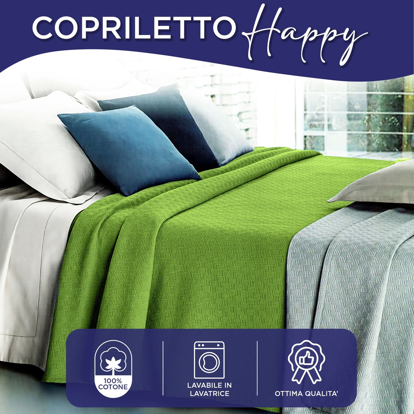 Copriletto in cotone piquet leggero primaverile estivo varie misure 7129