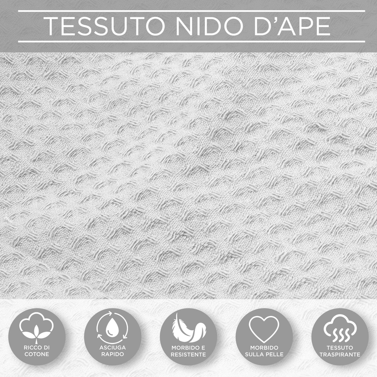 Accappatoio Nido d’Ape Unisex Uomo Donna leggero con Cappuccio e tasche 7130