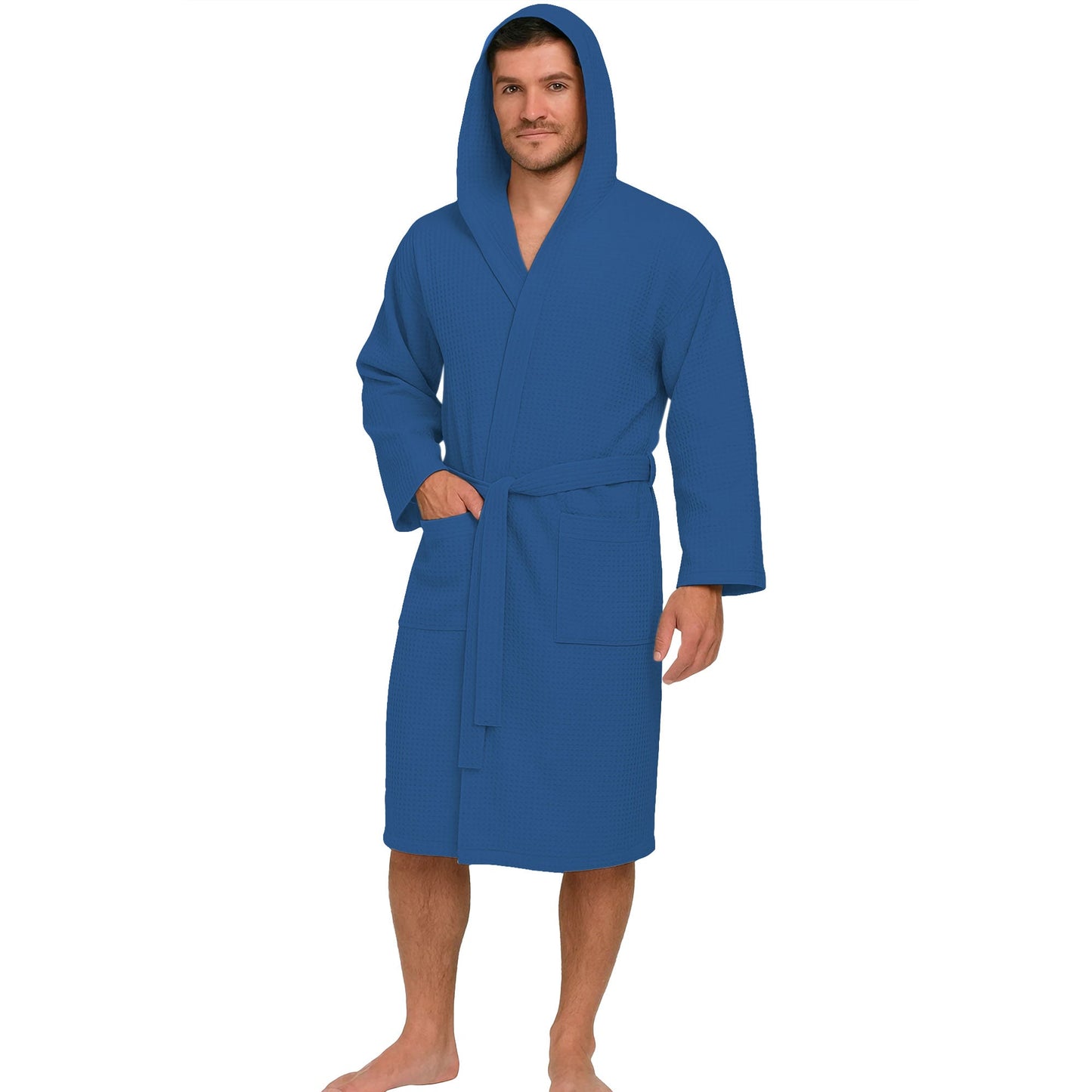 Accappatoio Nido d’Ape Unisex Uomo Donna leggero con Cappuccio e tasche 7130