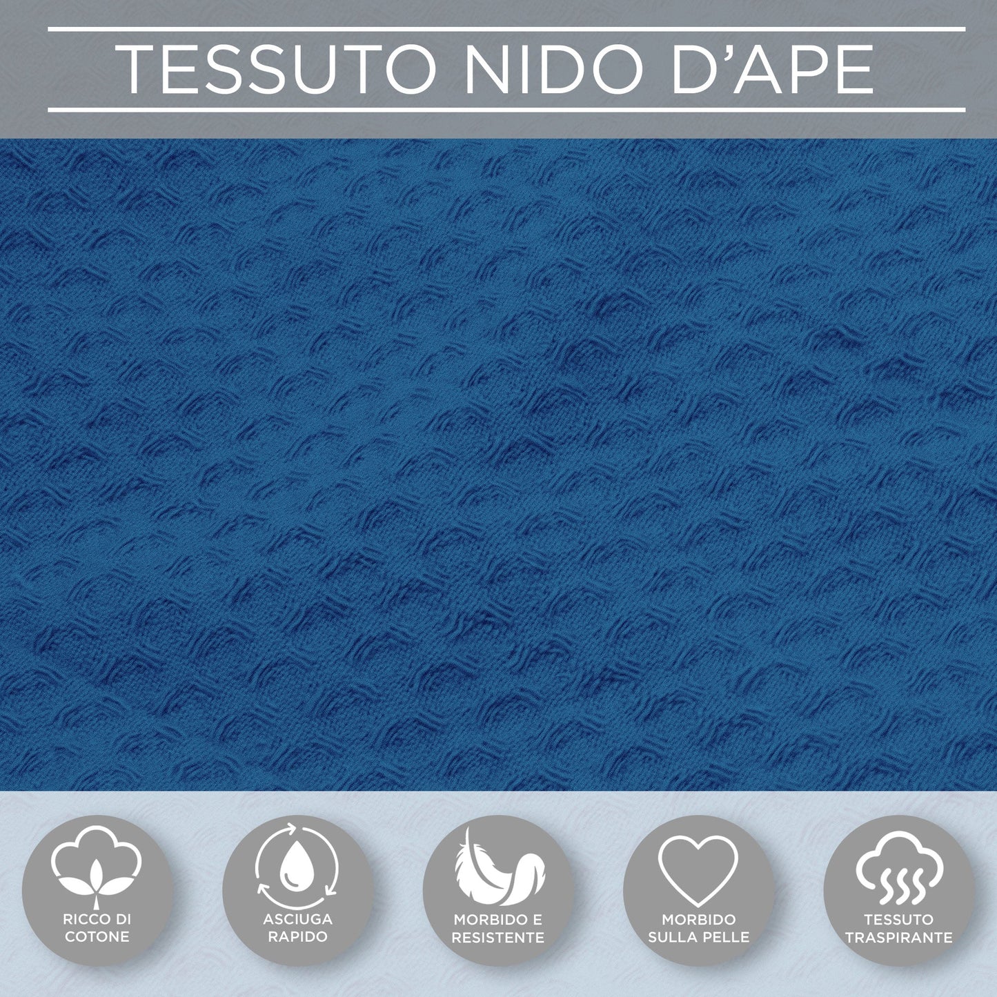 Accappatoio Nido d’Ape Unisex Uomo Donna leggero con Cappuccio e tasche 7130