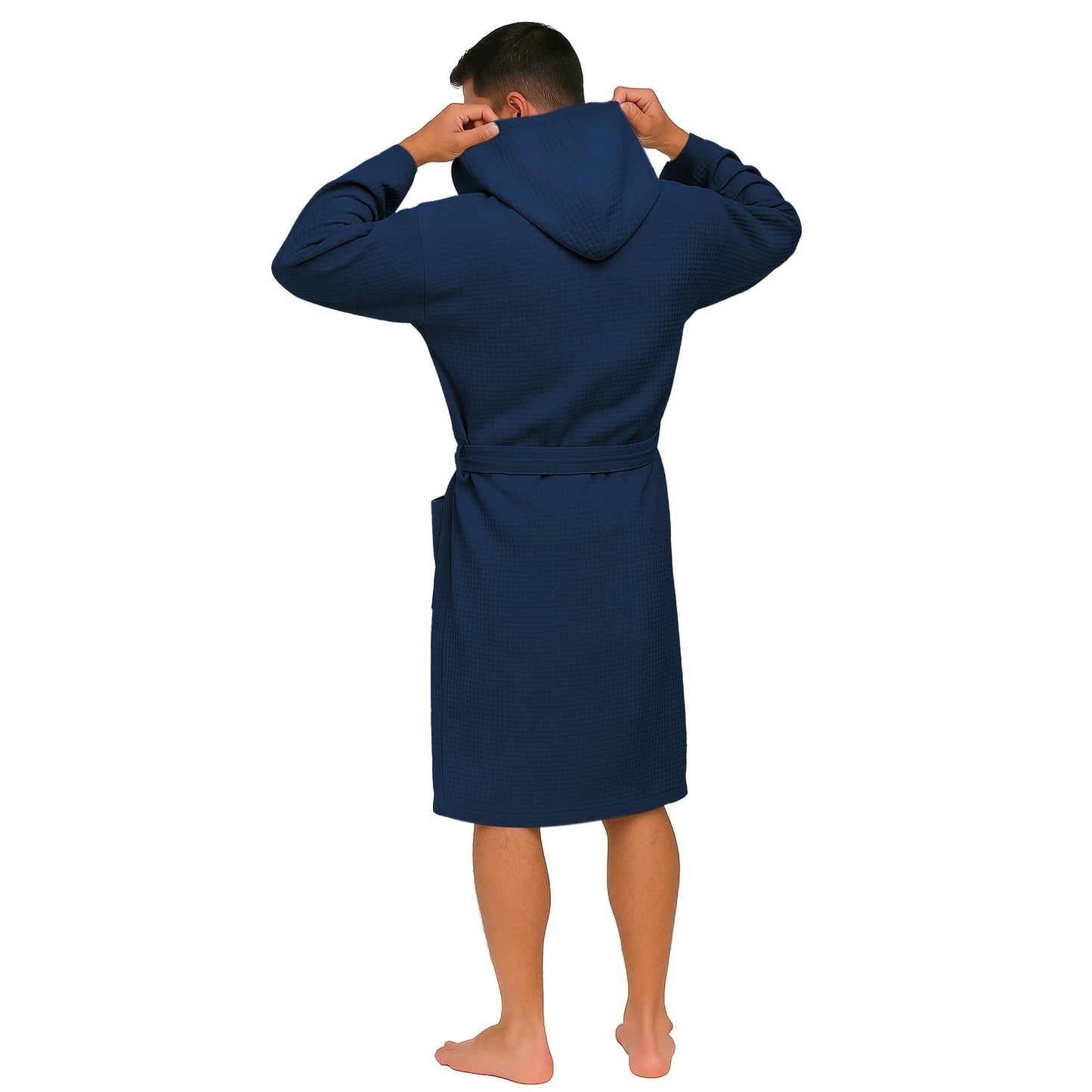 Accappatoio Nido d’Ape Unisex Uomo Donna leggero con Cappuccio e tasche 7130