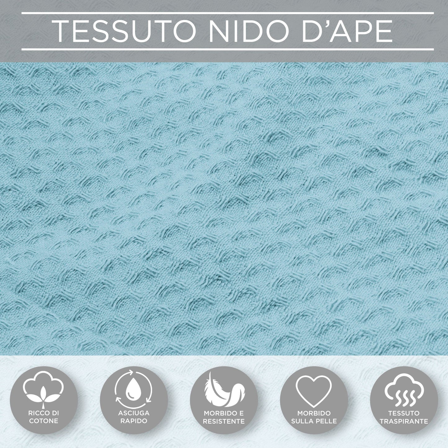 Accappatoio Nido d’Ape Unisex Uomo Donna leggero con Cappuccio e tasche 7130