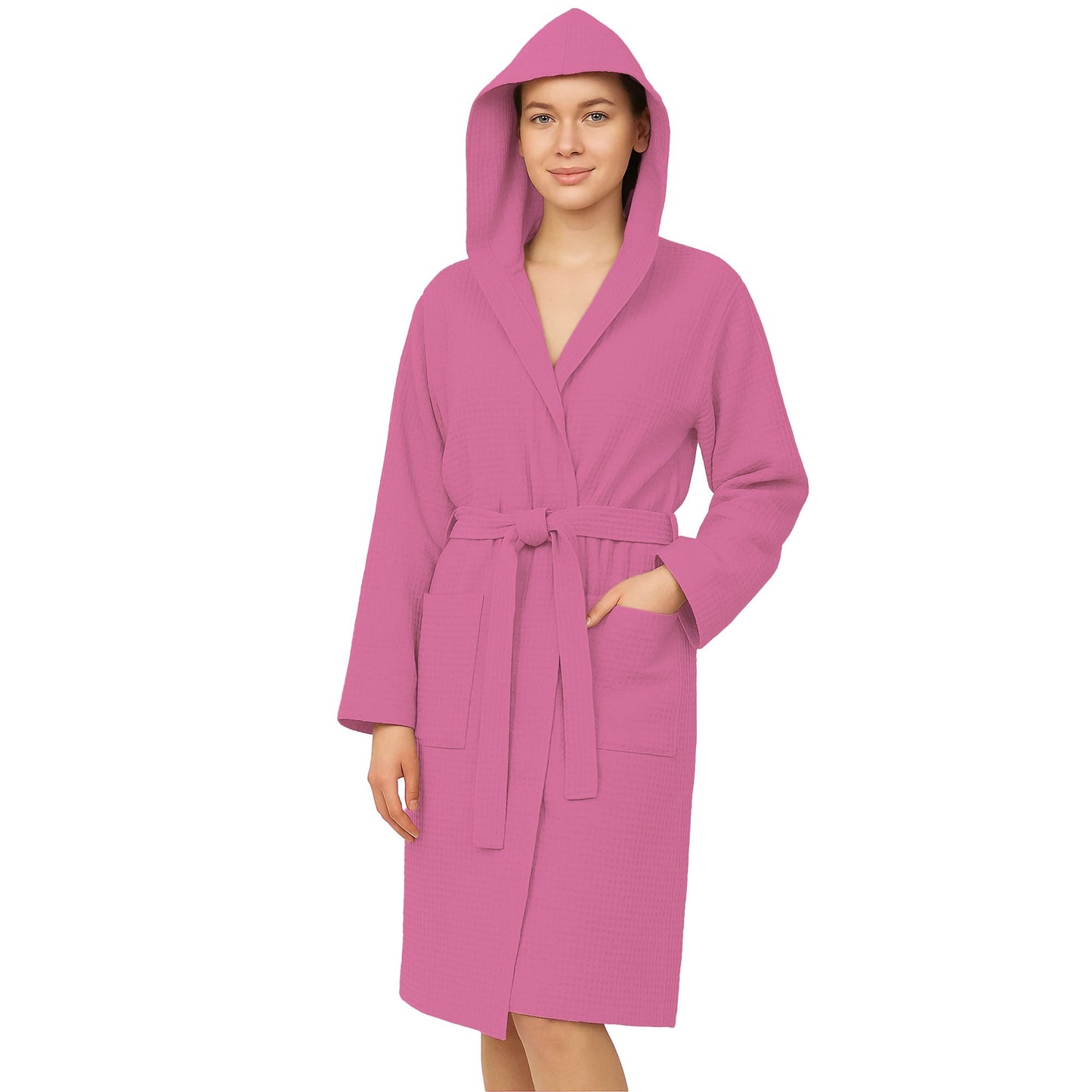 Accappatoio Nido d’Ape Unisex Uomo Donna leggero con Cappuccio e tasche 7130