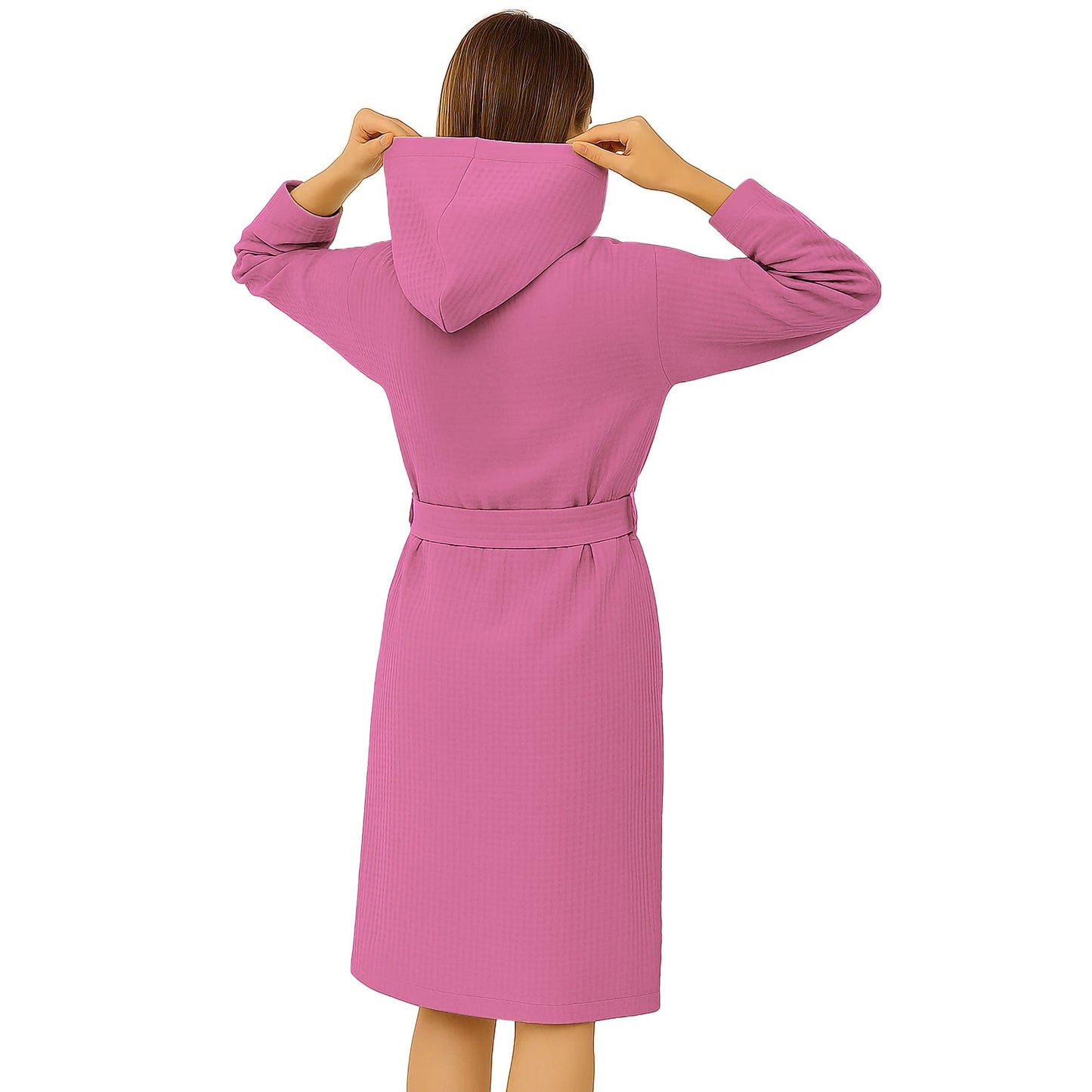 Accappatoio Nido d’Ape Unisex Uomo Donna leggero con Cappuccio e tasche 7130