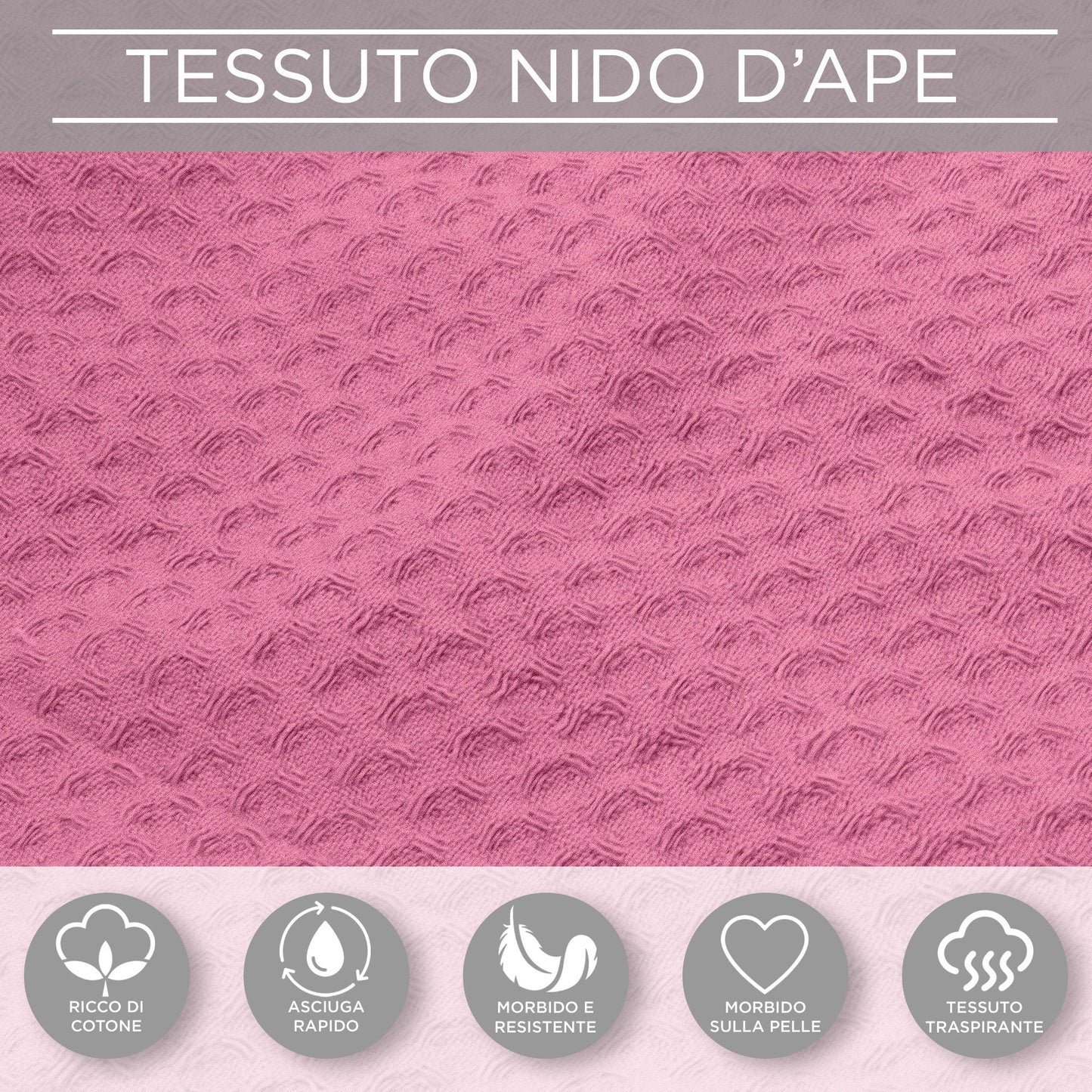 Accappatoio Nido d’Ape Unisex Uomo Donna leggero con Cappuccio e tasche 7130