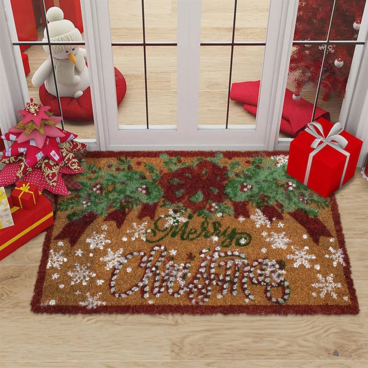 Tappeto zerbino natalizio in cocco stampato antiscivolo 40x60 cm Natale 7131