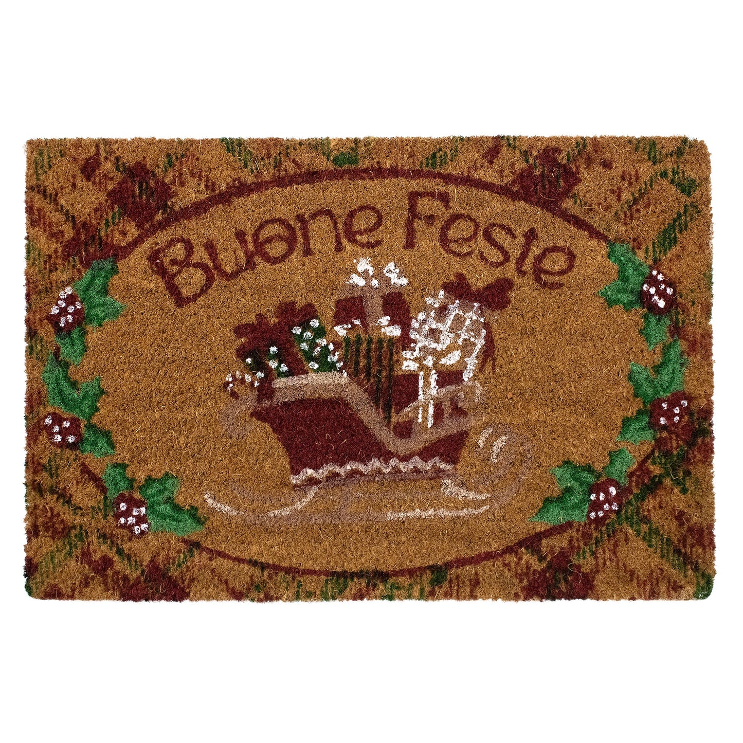 Tappeto zerbino natalizio in cocco stampato antiscivolo 40x60 cm Natale 7131