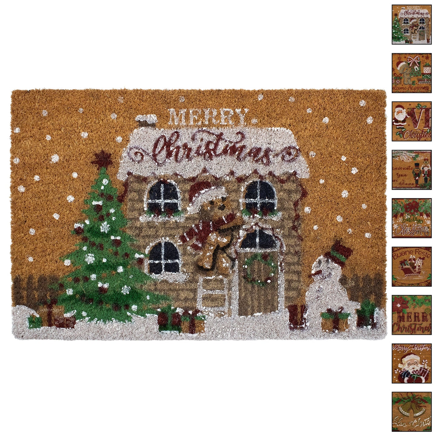 Tappeto zerbino natalizio in cocco stampato antiscivolo 40x60 cm Natale 7131