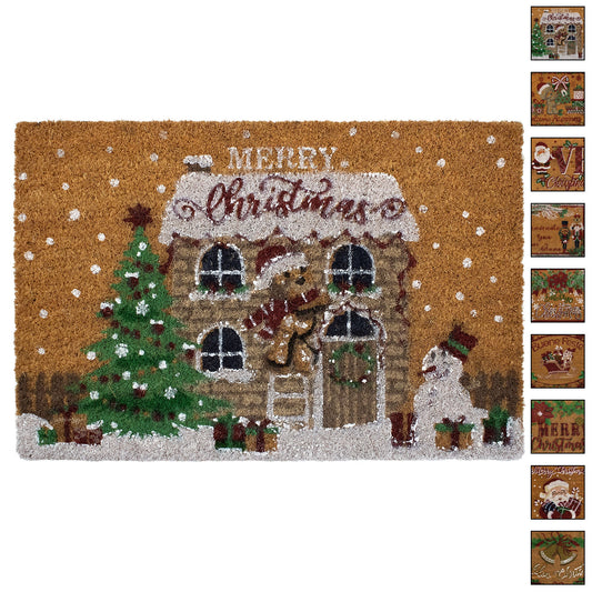 Tappeto zerbino natalizio in cocco stampato antiscivolo 40x60 cm Natale 7131