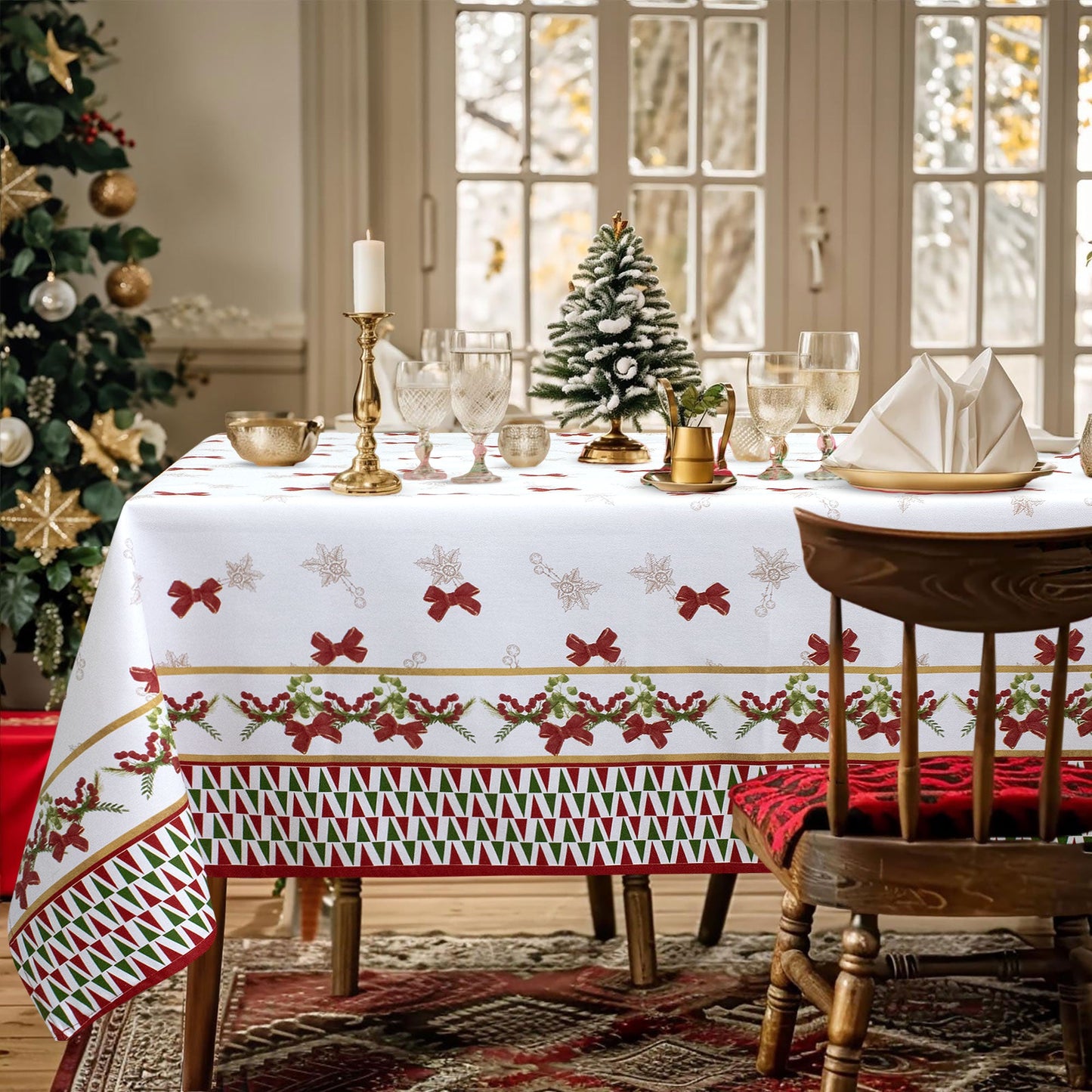 Tovaglia Natalizia in Rasatello Made in Italy Decoro Natale varie misure 7132