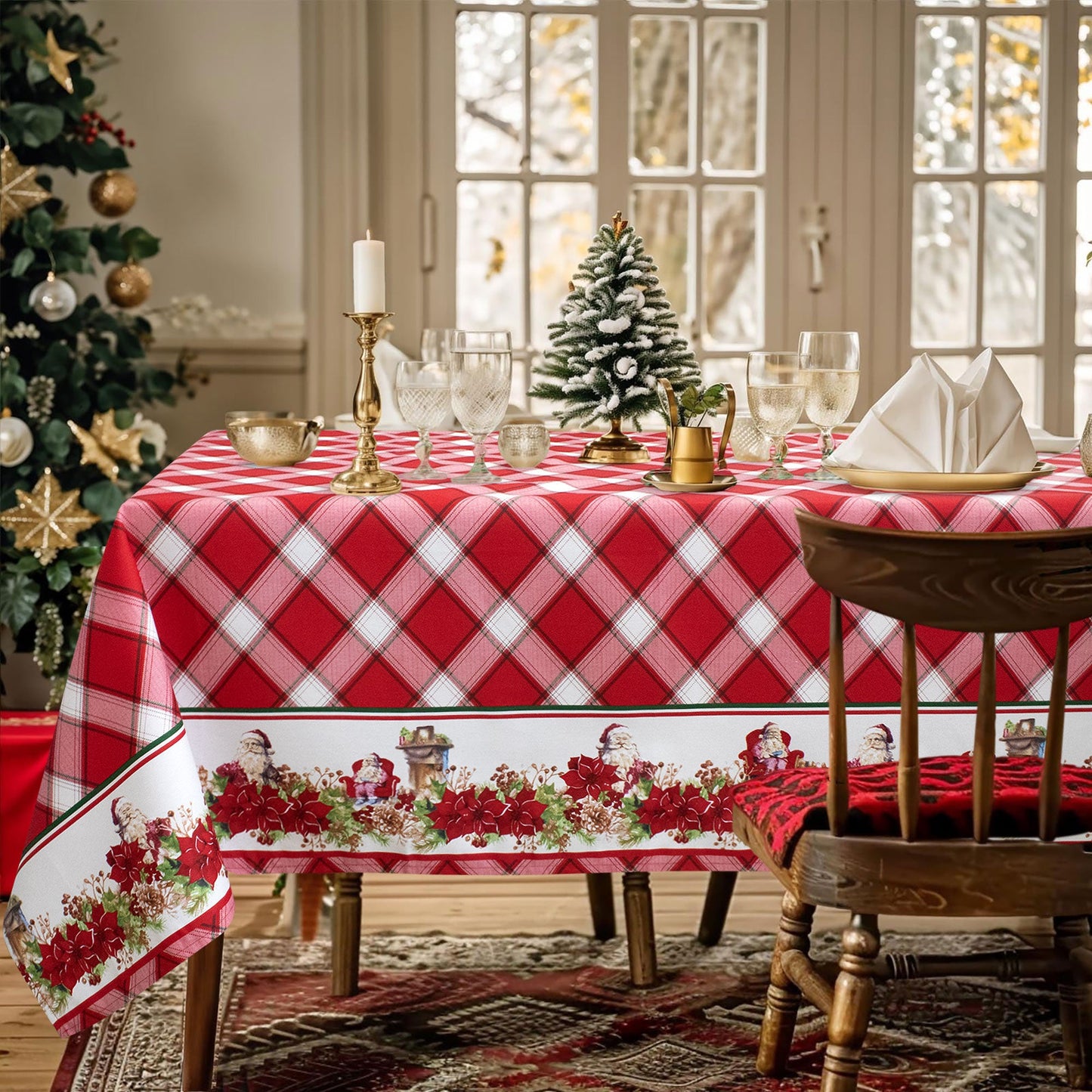 Tovaglia Natalizia in Rasatello Made in Italy Decoro Natale varie misure 7132