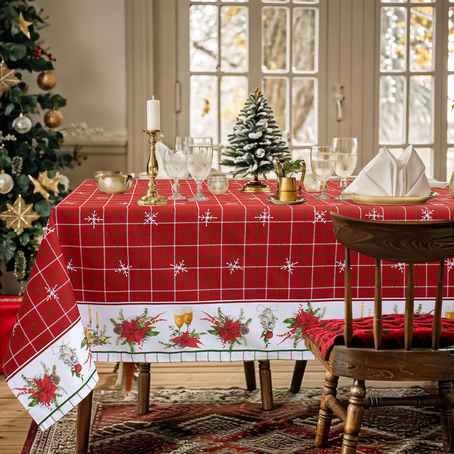 Tovaglia Natalizia in Rasatello Made in Italy Decoro Natale varie misure 7132