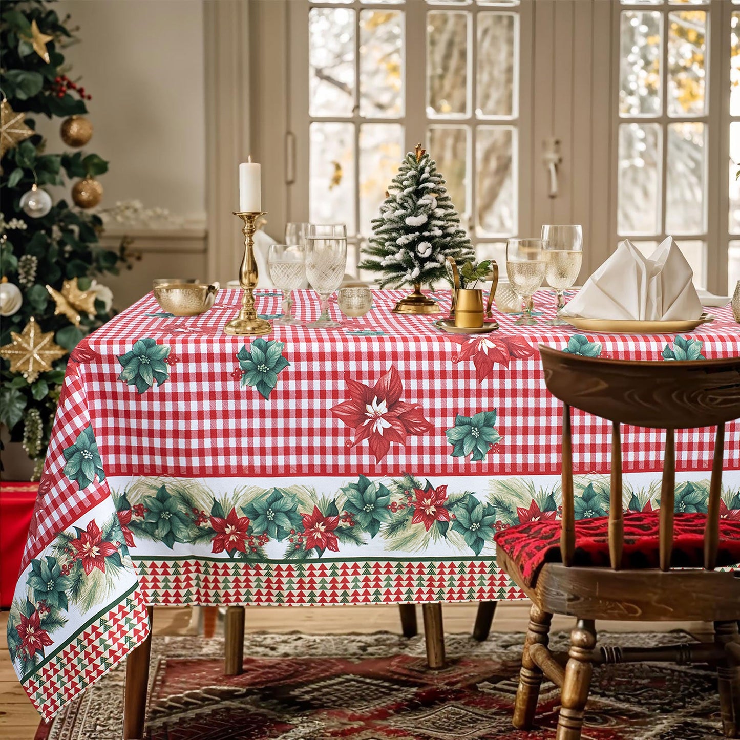 Tovaglia Natalizia in Rasatello Made in Italy Decoro Natale varie misure 7132